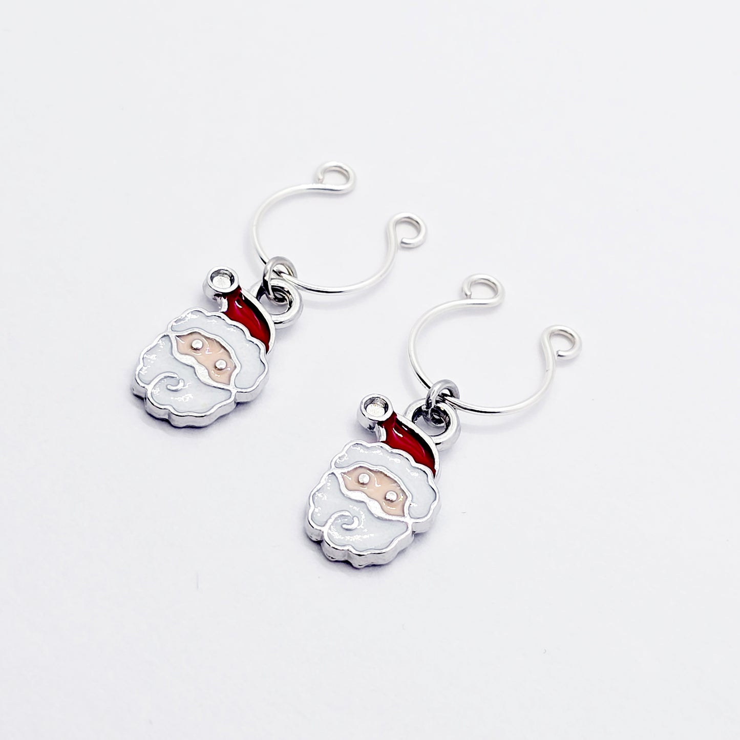 Santa Nipple Rings, Non-Piercing. Horseshoe Style Nipple Rings with Santa Pendants for Christmas.