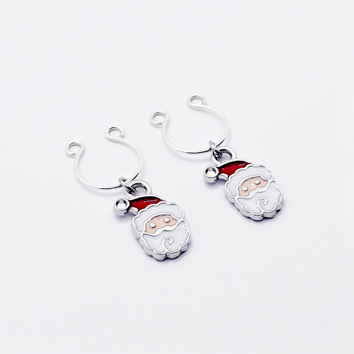 Santa Nipple Rings, Non-Piercing. Horseshoe Style Nipple Rings with Santa Pendants for Christmas.