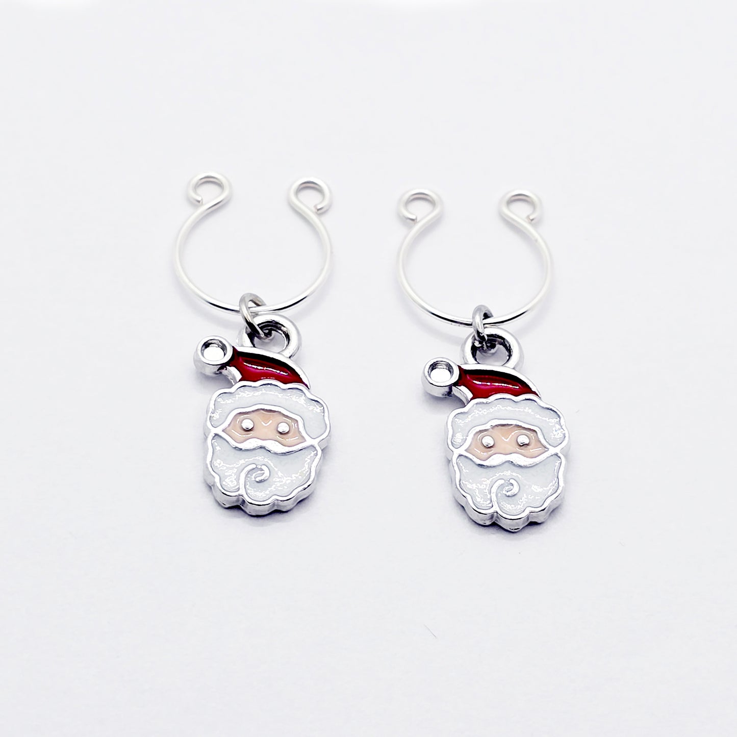 Santa Nipple Rings, Non-Piercing. Horseshoe Style Nipple Rings with Santa Pendants for Christmas.