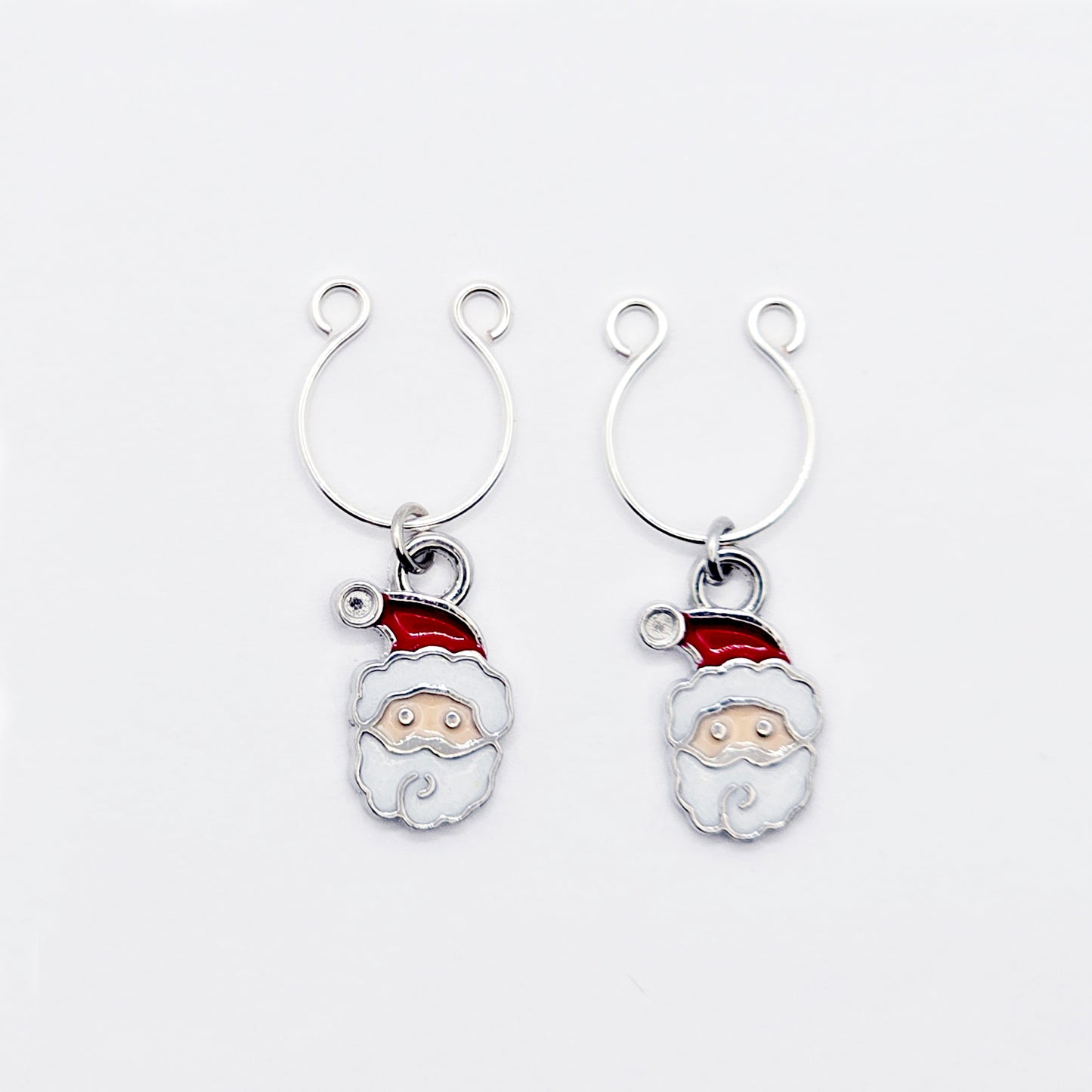 Santa Nipple Rings, Non-Piercing. Horseshoe Style Nipple Rings with Santa Pendants for Christmas.