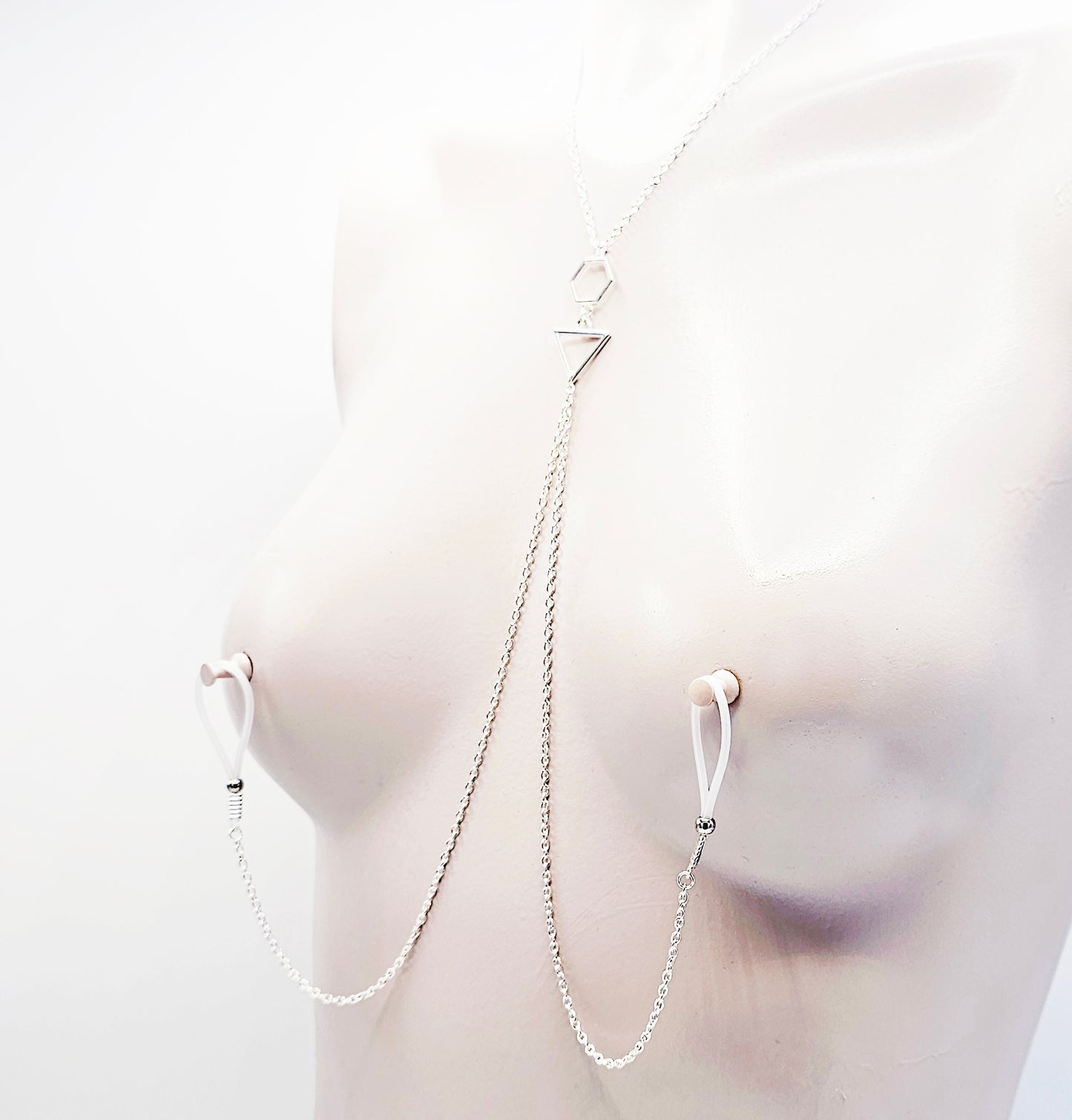 Sexy Geometric Necklace to Nipple Non-Piercing or Use with Pierced or Nipple Clamps