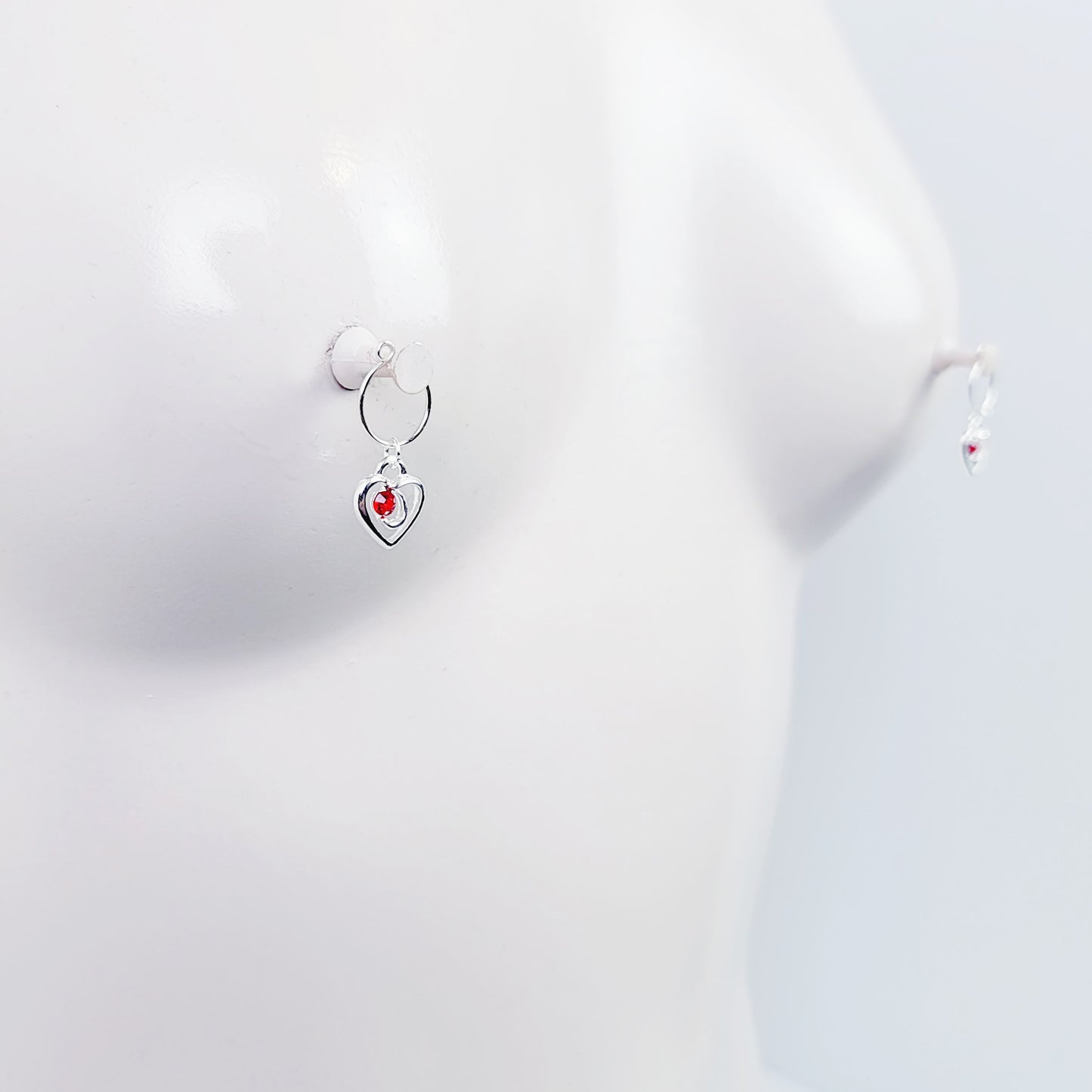 Non Piercing Nipple Rings and Labia Clip Set with Gemstone Hearts. MATURE, BDSM, Intimate Jewelry