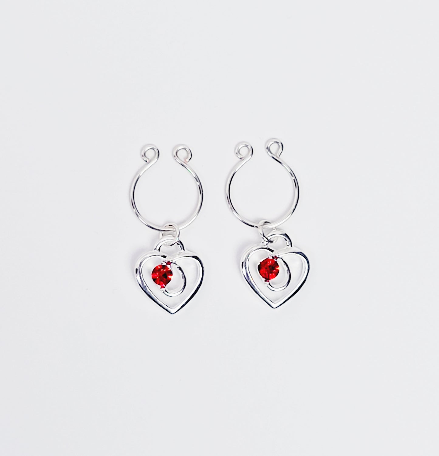 Non Piercing Nipple Rings and Labia Clip Set with Gemstone Hearts. MATURE, BDSM, Intimate Jewelry