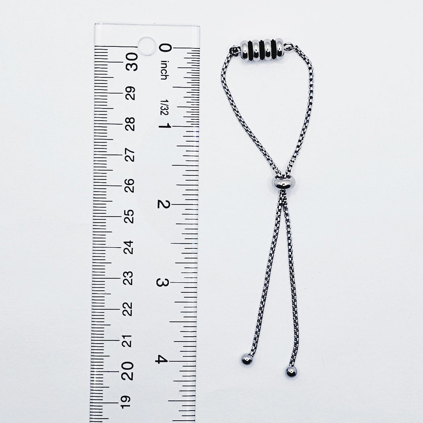 Penis Chain Noose Bracelet with Ribbed Rolling Barrel. Non-Piercing Genital Jewelry for Men