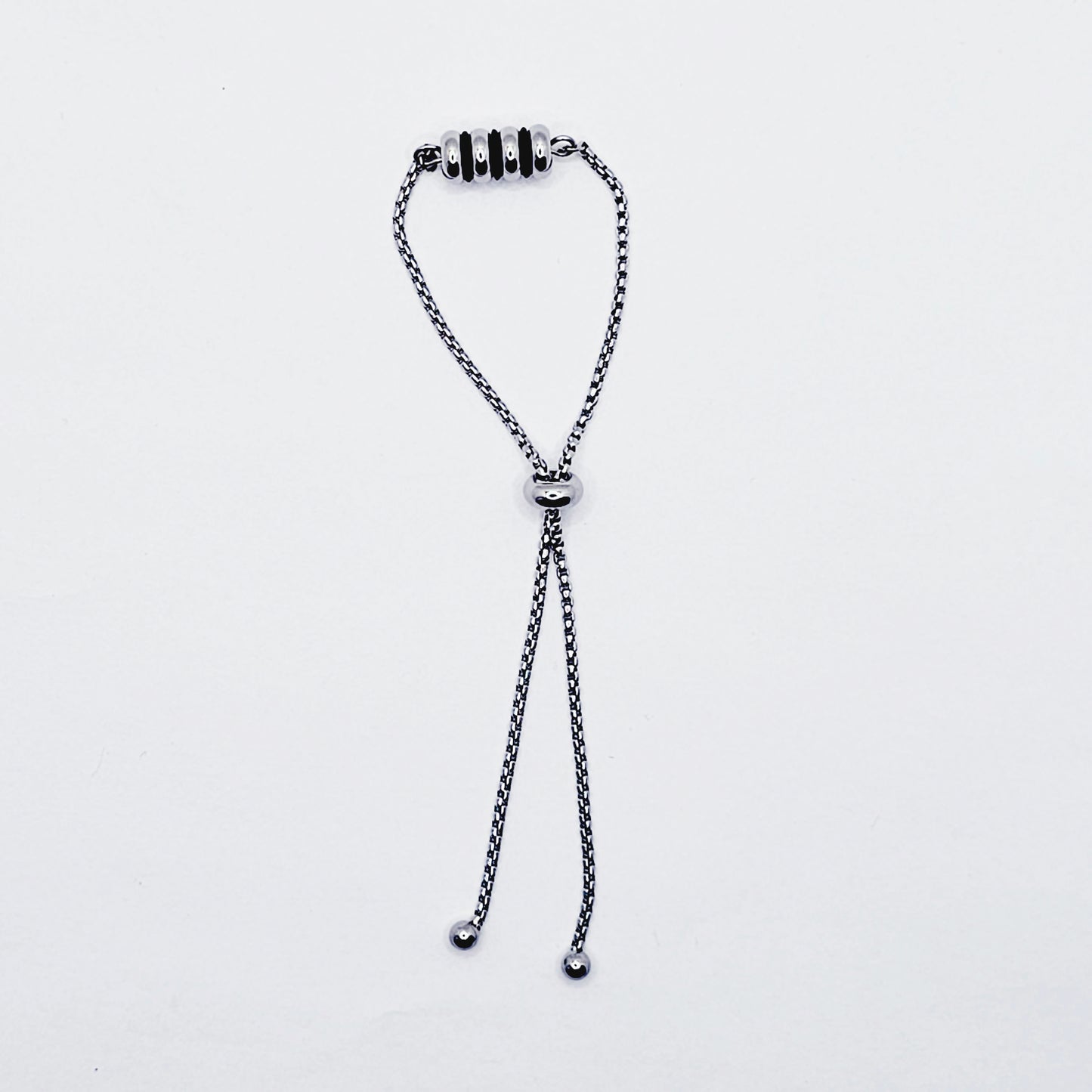 Penis Chain Noose Bracelet with Ribbed Rolling Barrel. Non-Piercing Genital Jewelry for Men