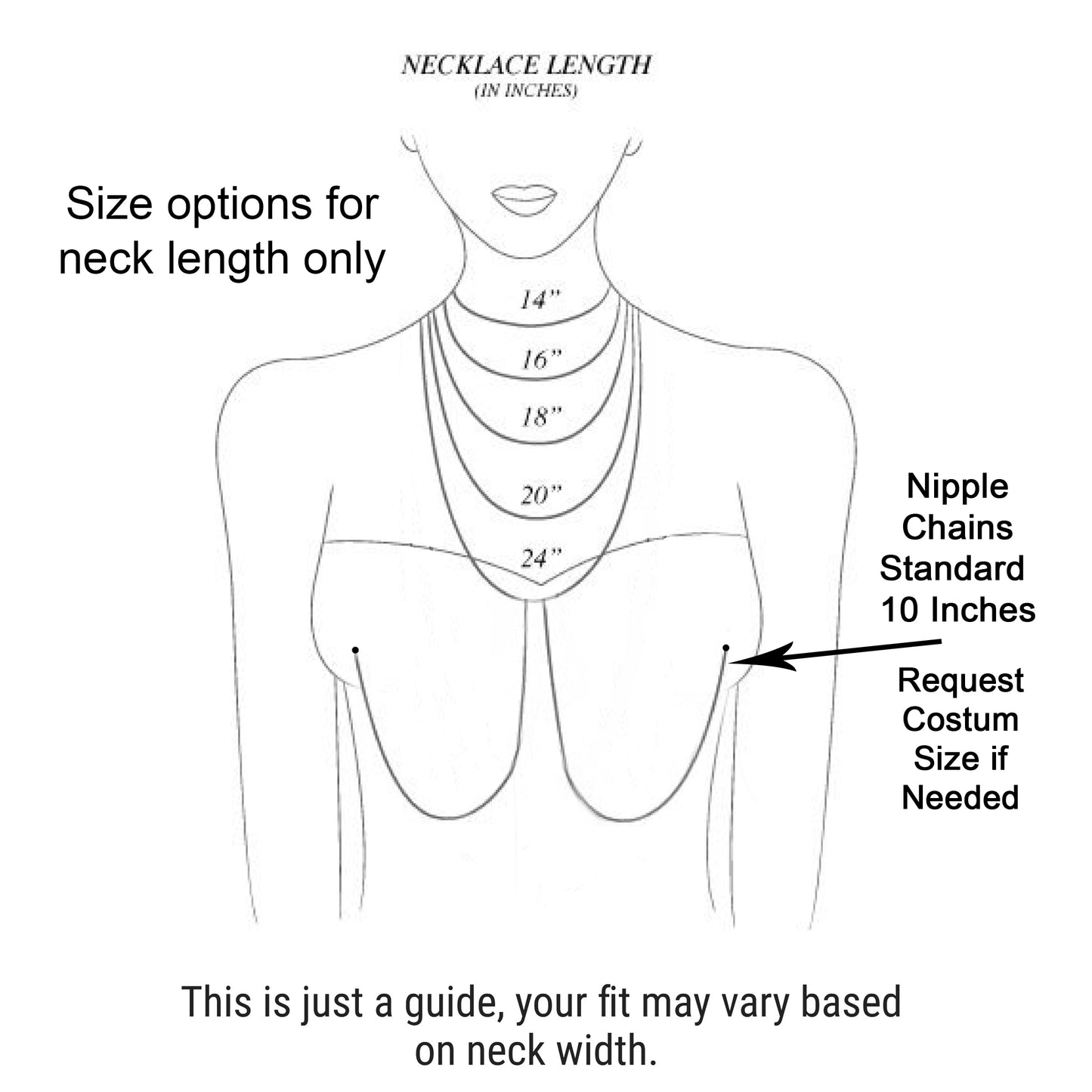 18K Gold Necklace to Nipple with Purple Heart Pendant, Your Choice of Nipple Attachment