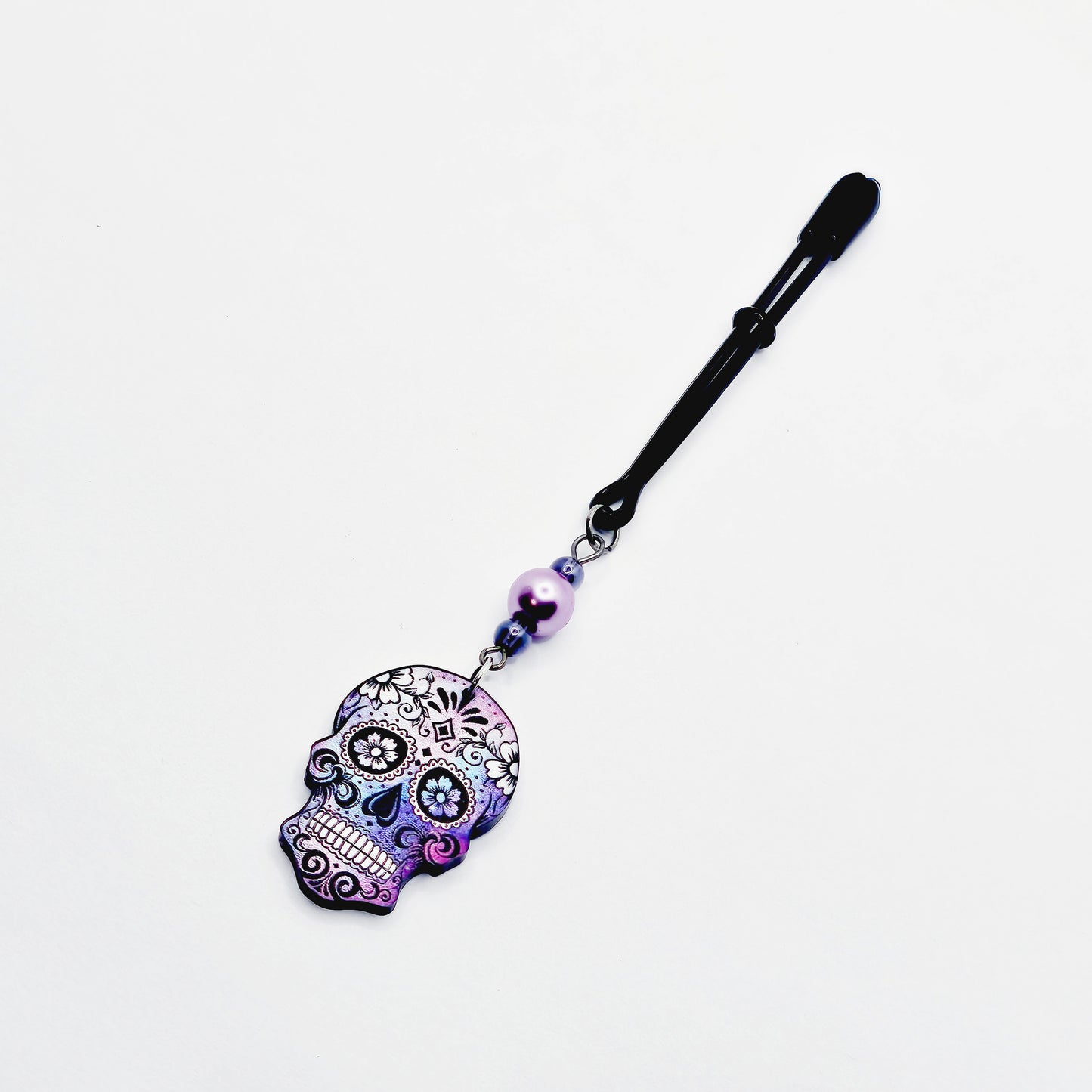 Clit Clamp with Sugar Skull. Tweezer Clitoral Clamp with Prety Beads and Skull.