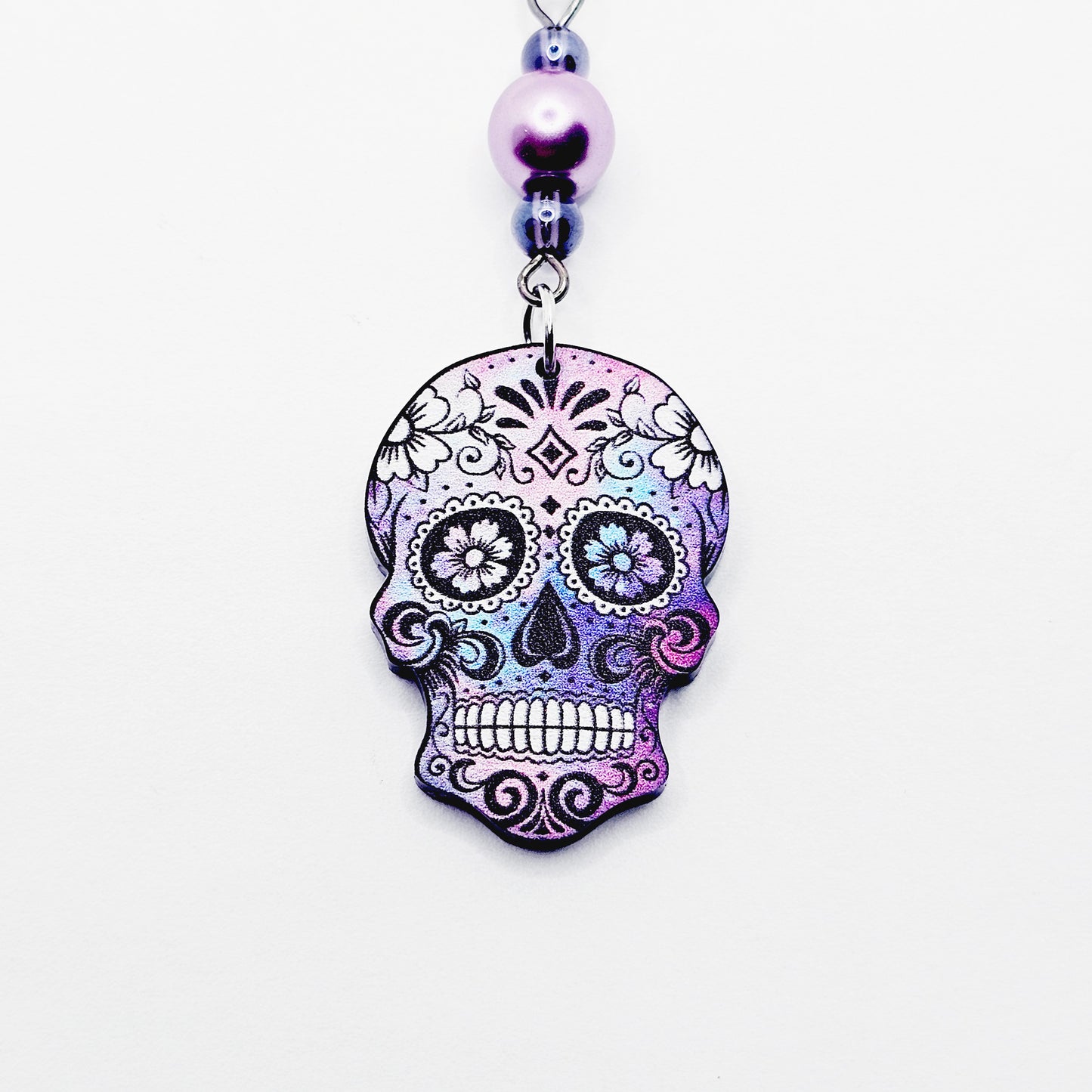 Clit Clamp with Sugar Skull. Tweezer Clitoral Clamp with Prety Beads and Skull.