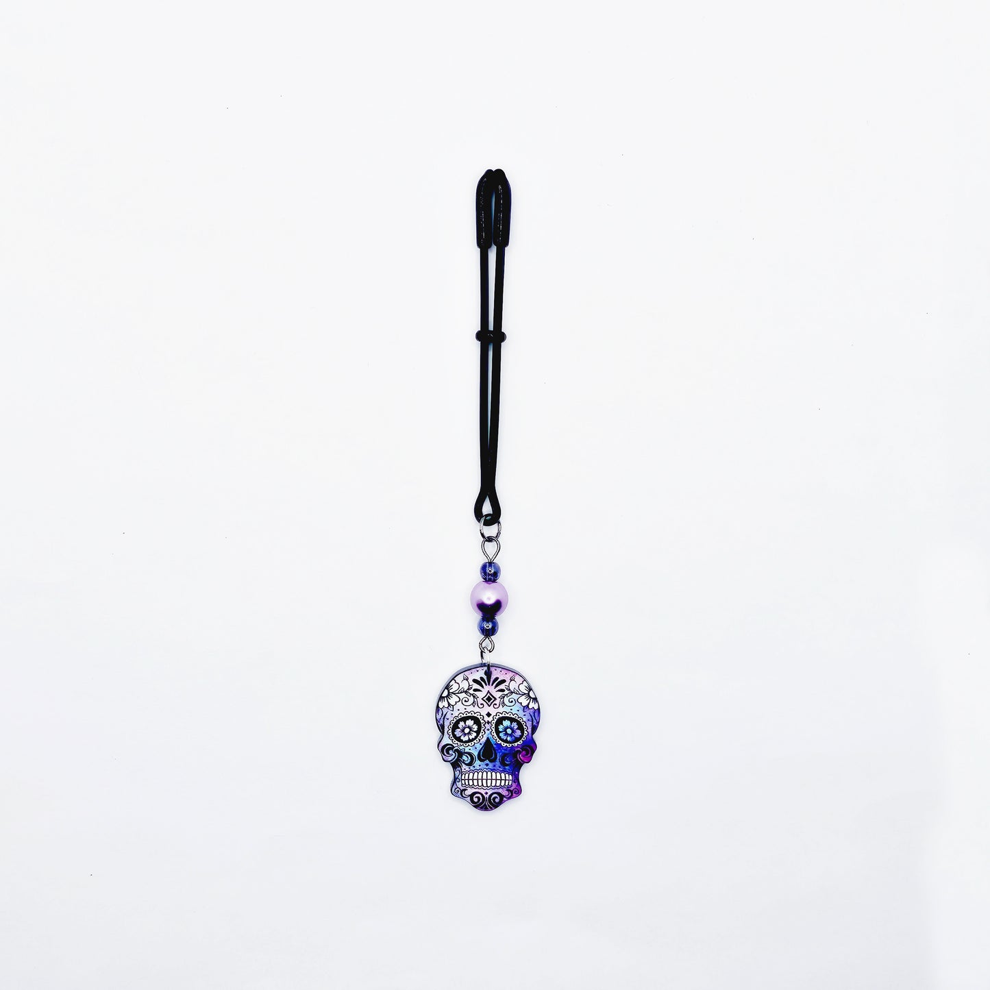 Clit Clamp with Sugar Skull. Tweezer Clitoral Clamp with Prety Beads and Skull.