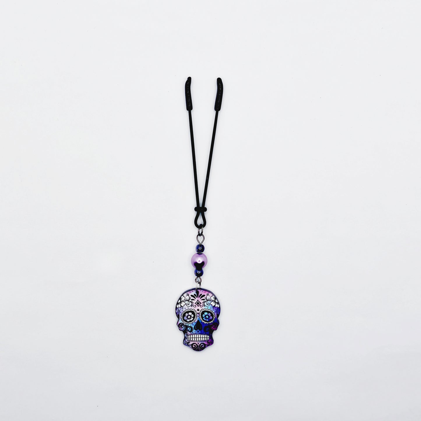 Clit Clamp with Sugar Skull. Tweezer Clitoral Clamp with Prety Beads and Skull.