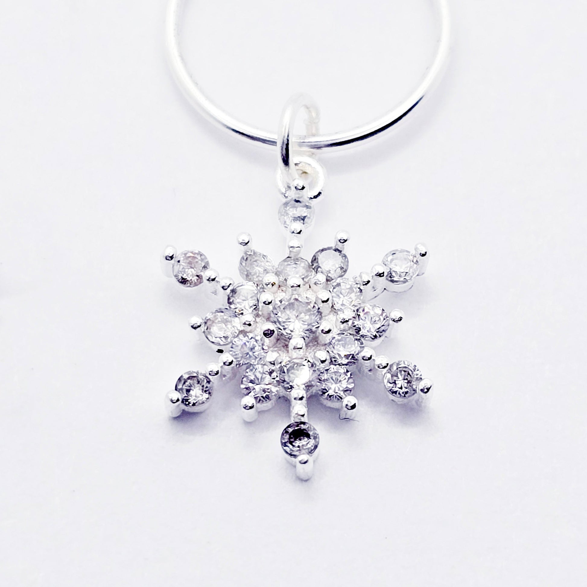 Sterling Silver Sparkling Snowflake Non-Piercing Nipple Rings