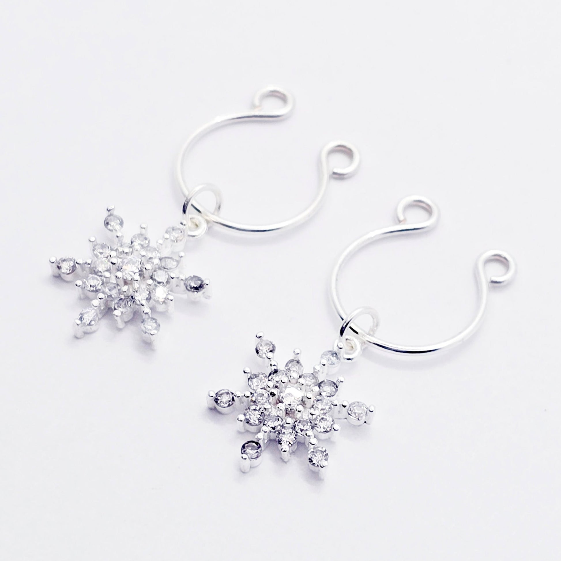 Sterling Silver Sparkling Snowflake Non-Piercing Nipple Rings