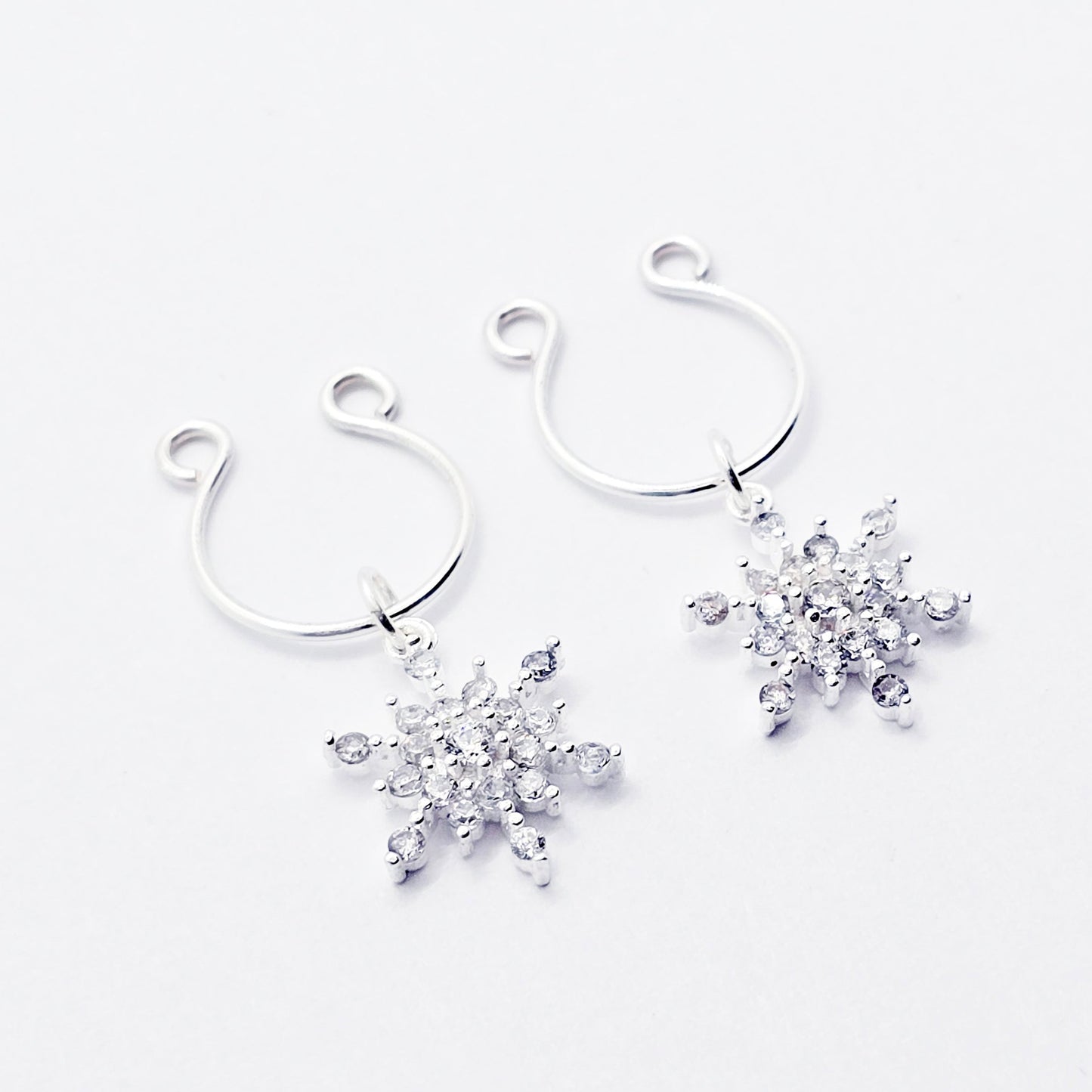 Sterling Silver Sparkling Snowflake Non-Piercing Nipple Rings