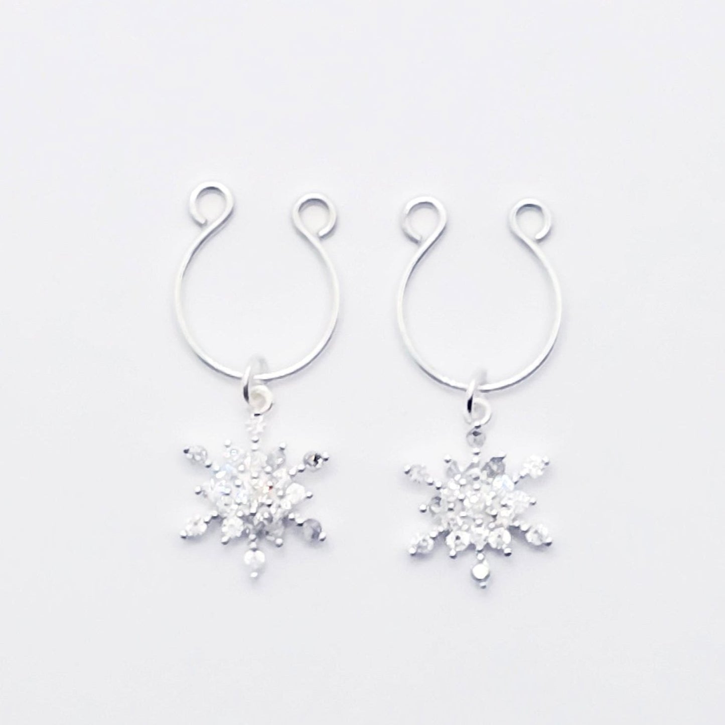 Sterling Silver Sparkling Snowflake Non-Piercing Nipple Rings