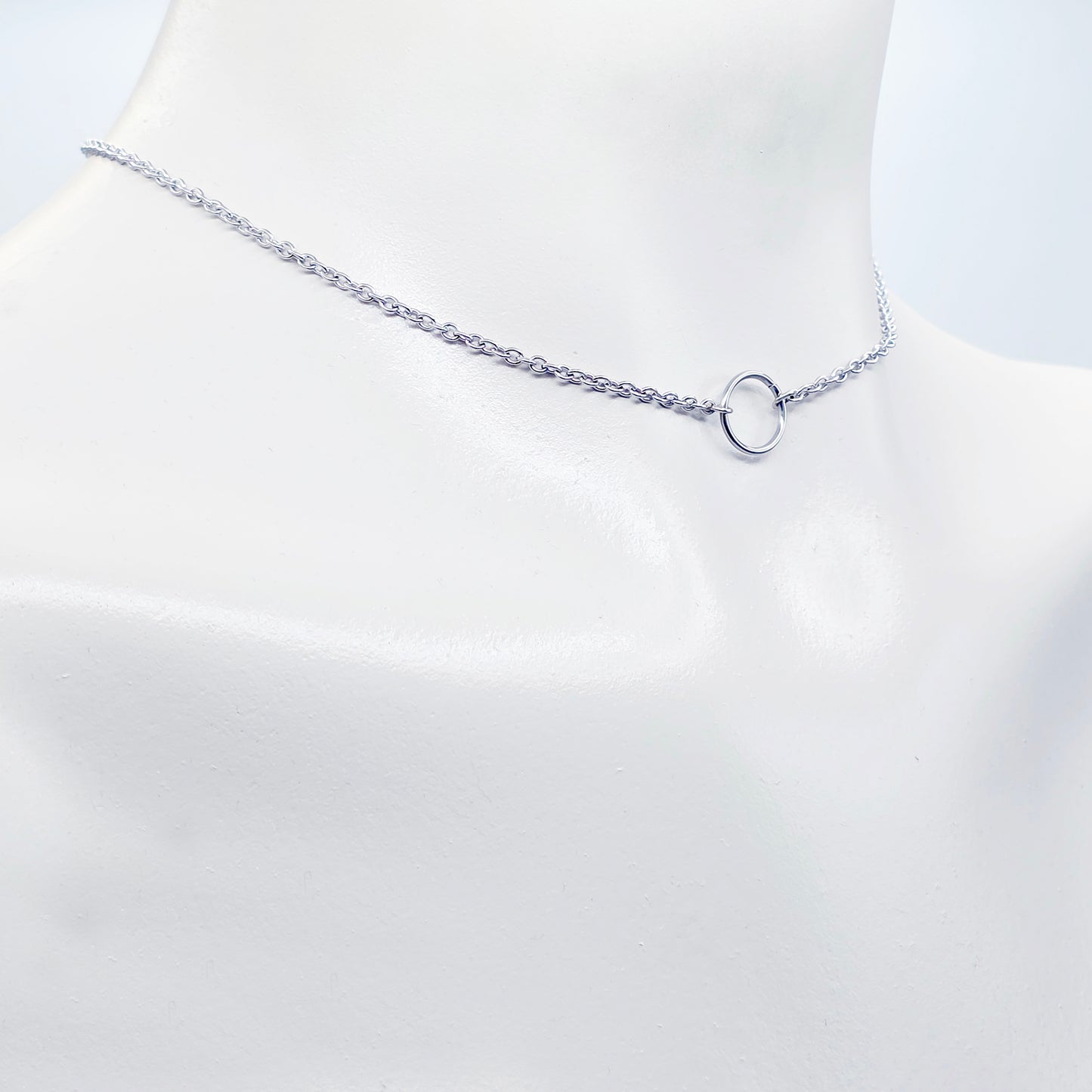 Stainless Steel Circle of O Necklace, Discreet Day Collar, 24/7 BDSM Submissive Collar, Choker