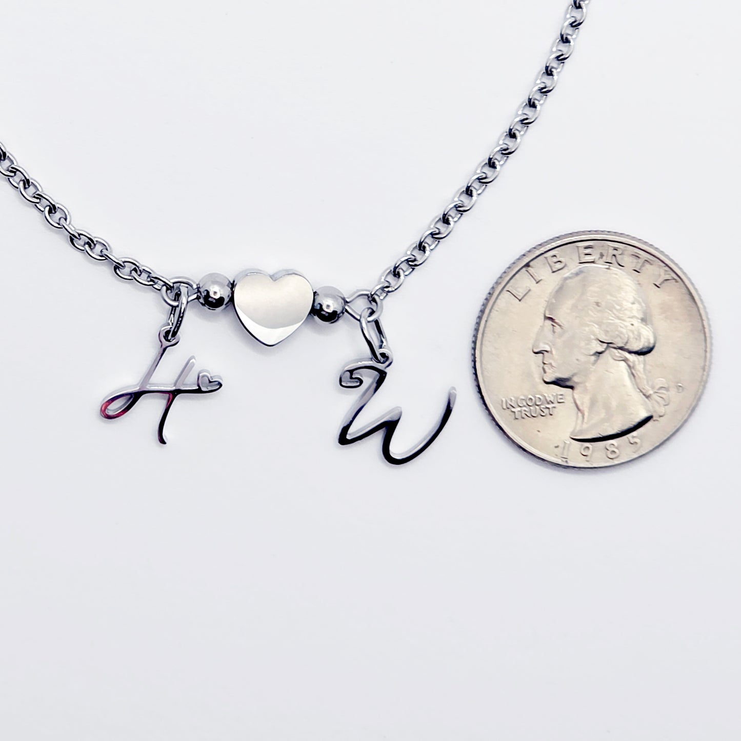 Hotwife Anklet, Stainless Steel with Heart and HW Pendants for Discreet Wear. Ankle Bracelet for Hotwife