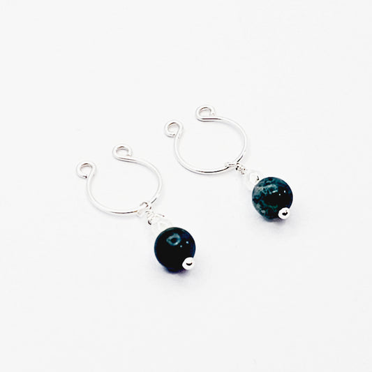 Non Piercing Nipple Rings with Jasper Dangles. Intimate Body Jewelry for Women, Not Pierced.