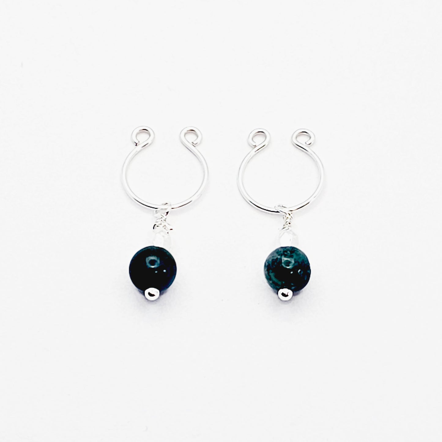 Non Piercing Nipple Rings with Jasper Dangles. Intimate Body Jewelry for Women, Not Pierced.