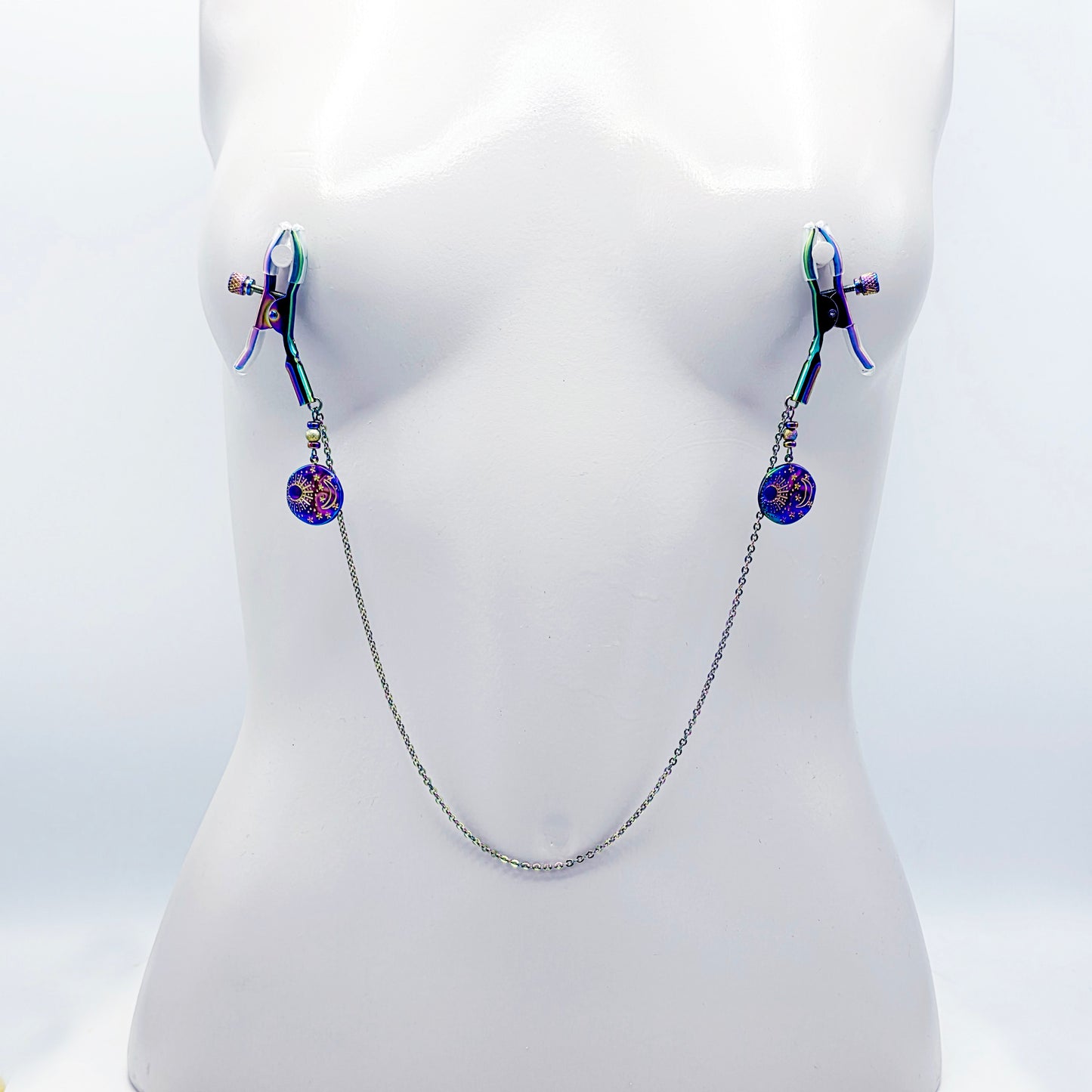 Chain Attached Rainbow Nippe Clamps 