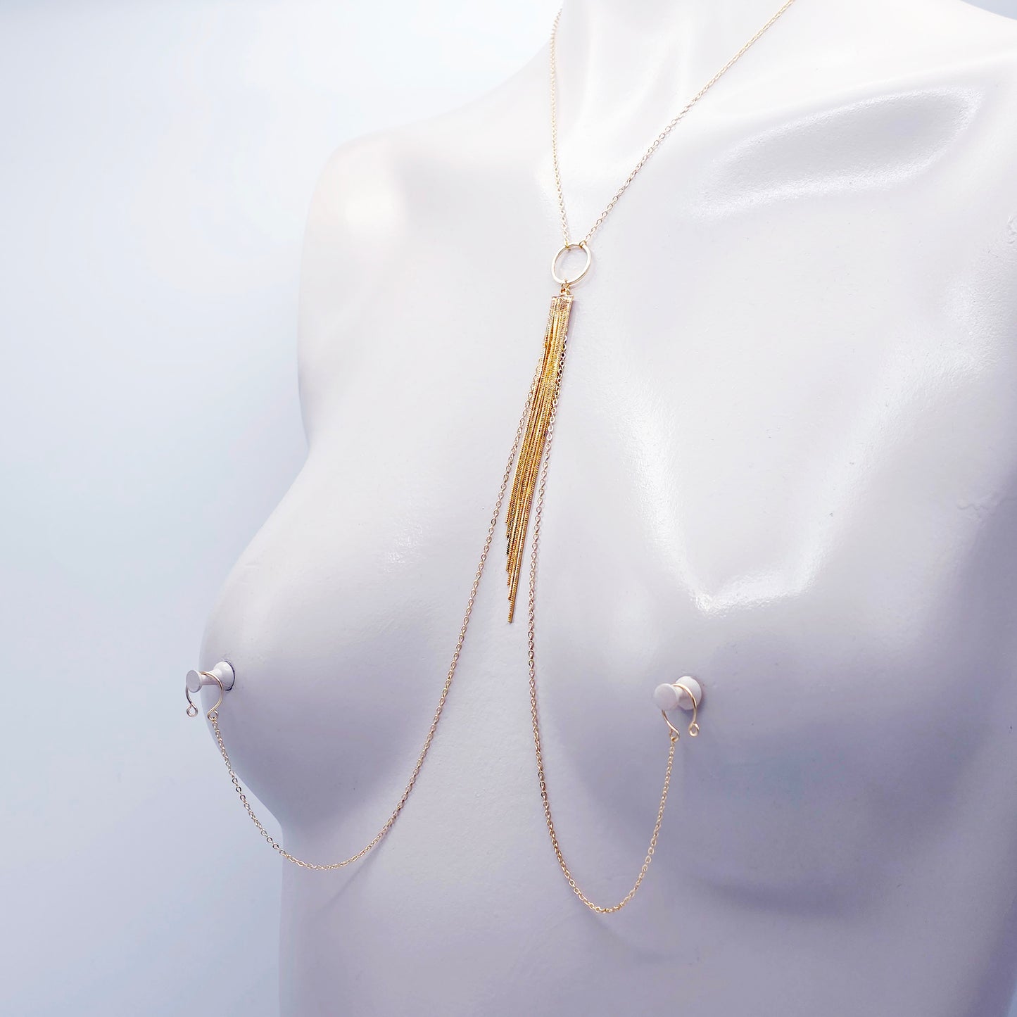 18K Gold Tassel Necklace to Nipple With Your Choice of Nipple Attachment.