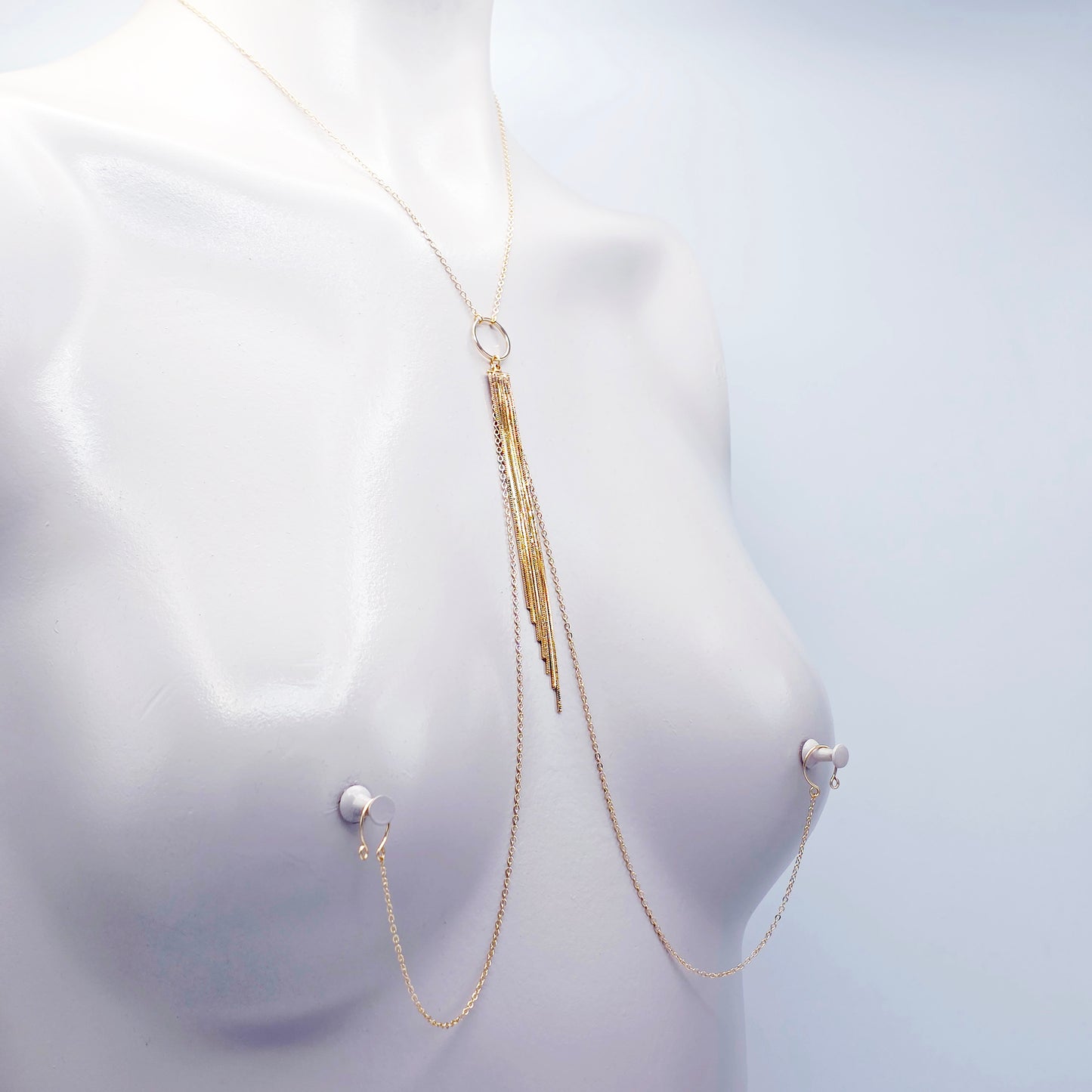 18K Gold Tassel Necklace to Nipple With Your Choice of Nipple Attachment.
