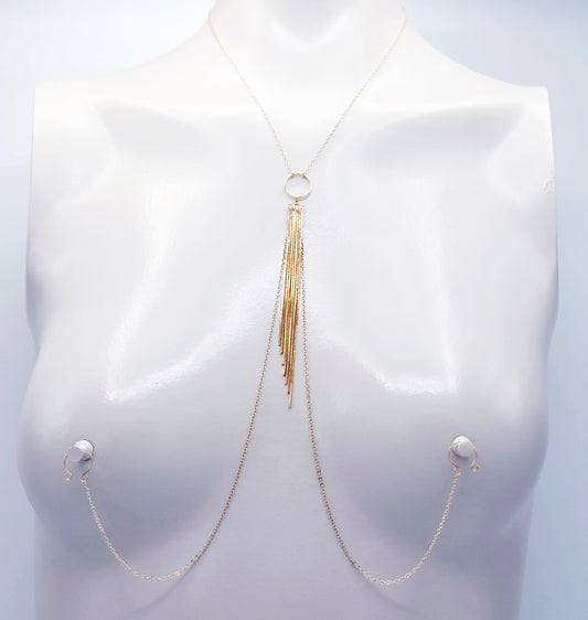 18K Gold Tassel Necklace to Nipple With Your Choice of Nipple Attachment.