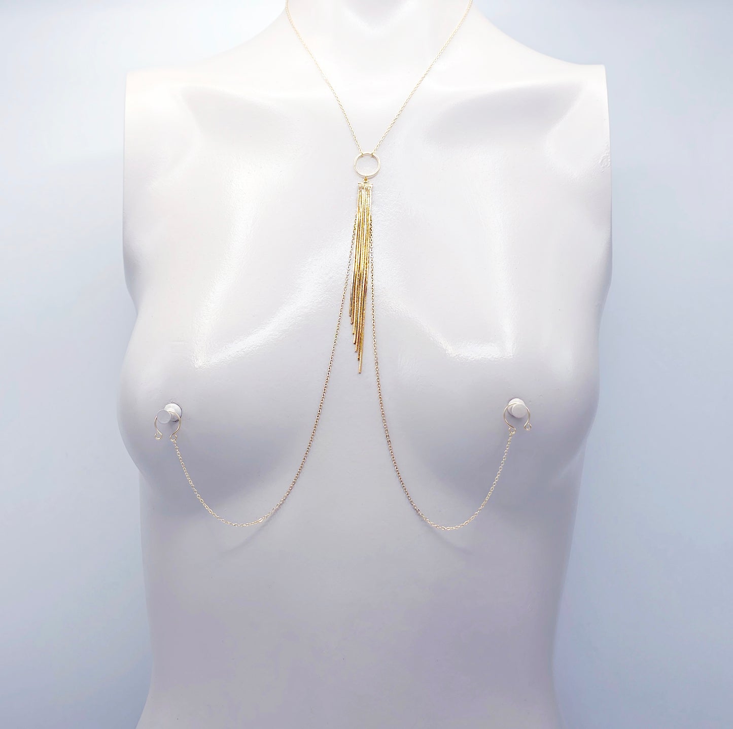 18K Gold Tassel Necklace to Nipple With Your Choice of Nipple Attachment.