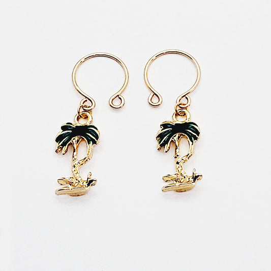 Non Piercing Nipple Rings with Palm Trees.