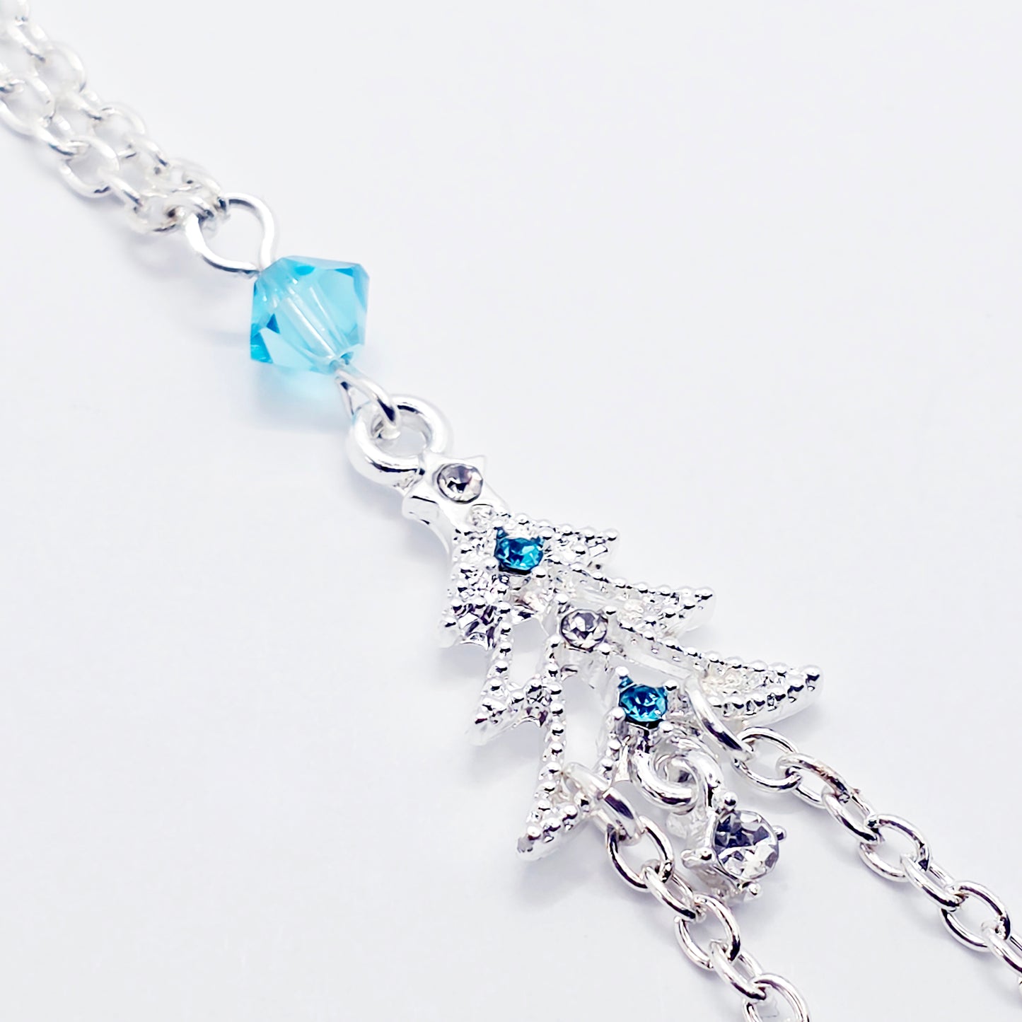 Christmas Necklace to Nipple with Blue Crystals, and Your Choice of Nipple Attachment