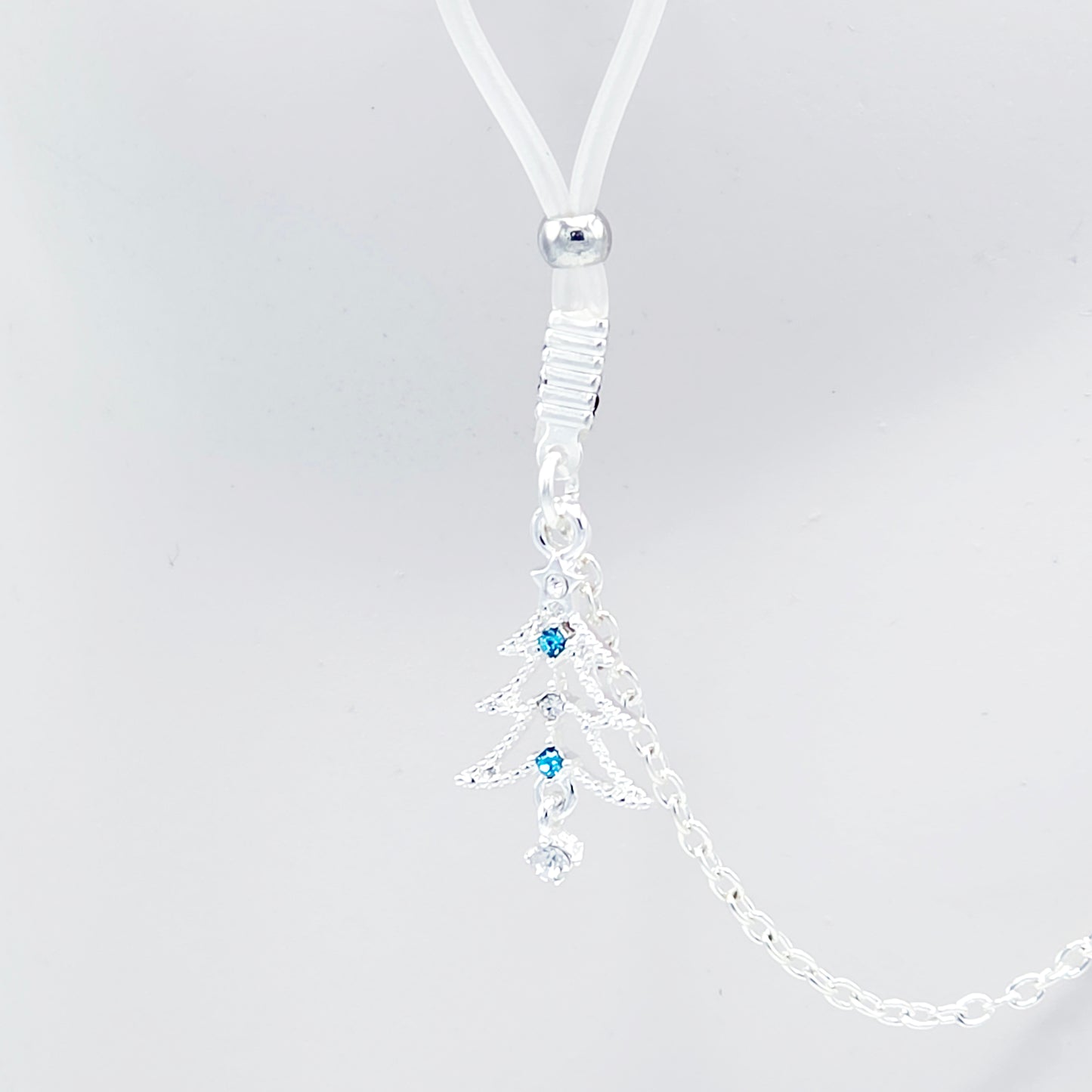 Christmas Necklace to Nipple with Blue Crystals, and Your Choice of Nipple Attachment