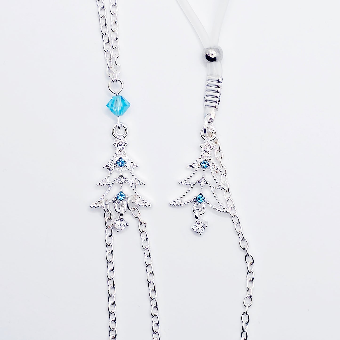Christmas Necklace to Nipple with Blue Crystals, and Your Choice of Nipple Attachment
