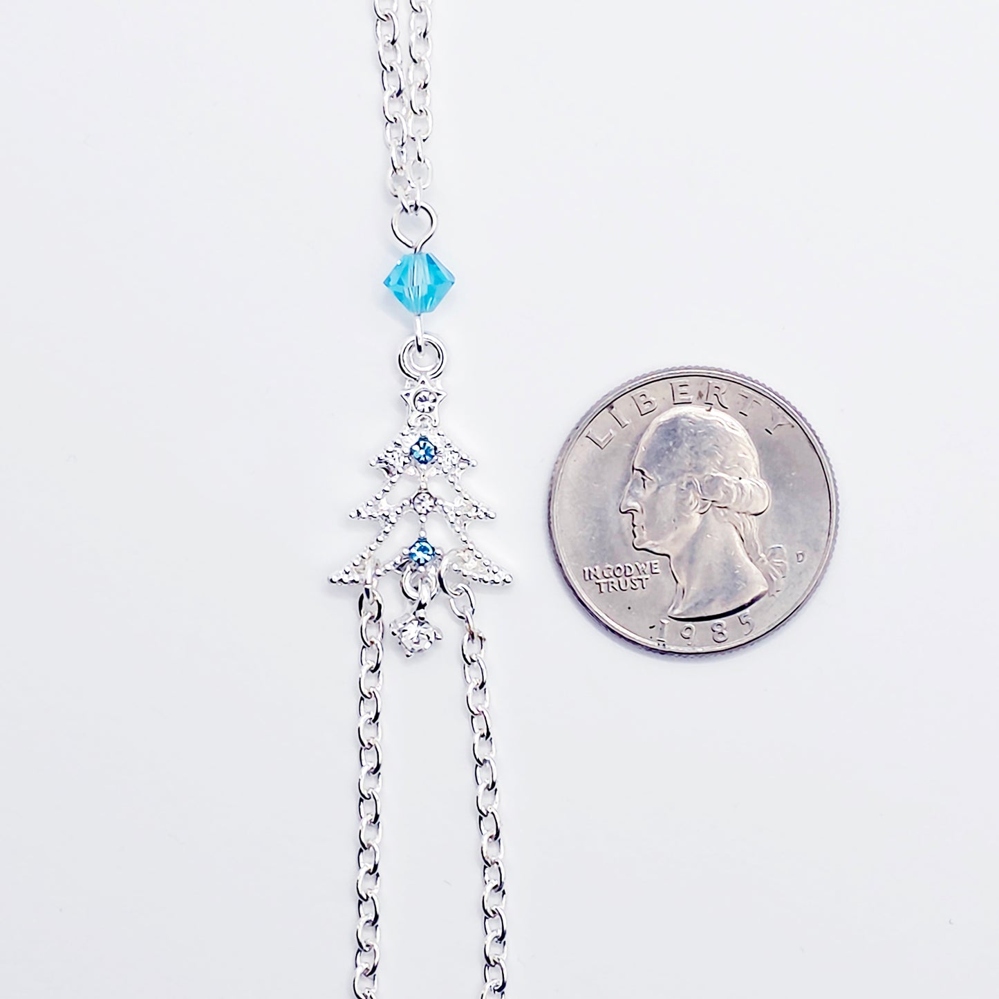 Christmas Necklace to Nipple with Blue Crystals, and Your Choice of Nipple Attachment