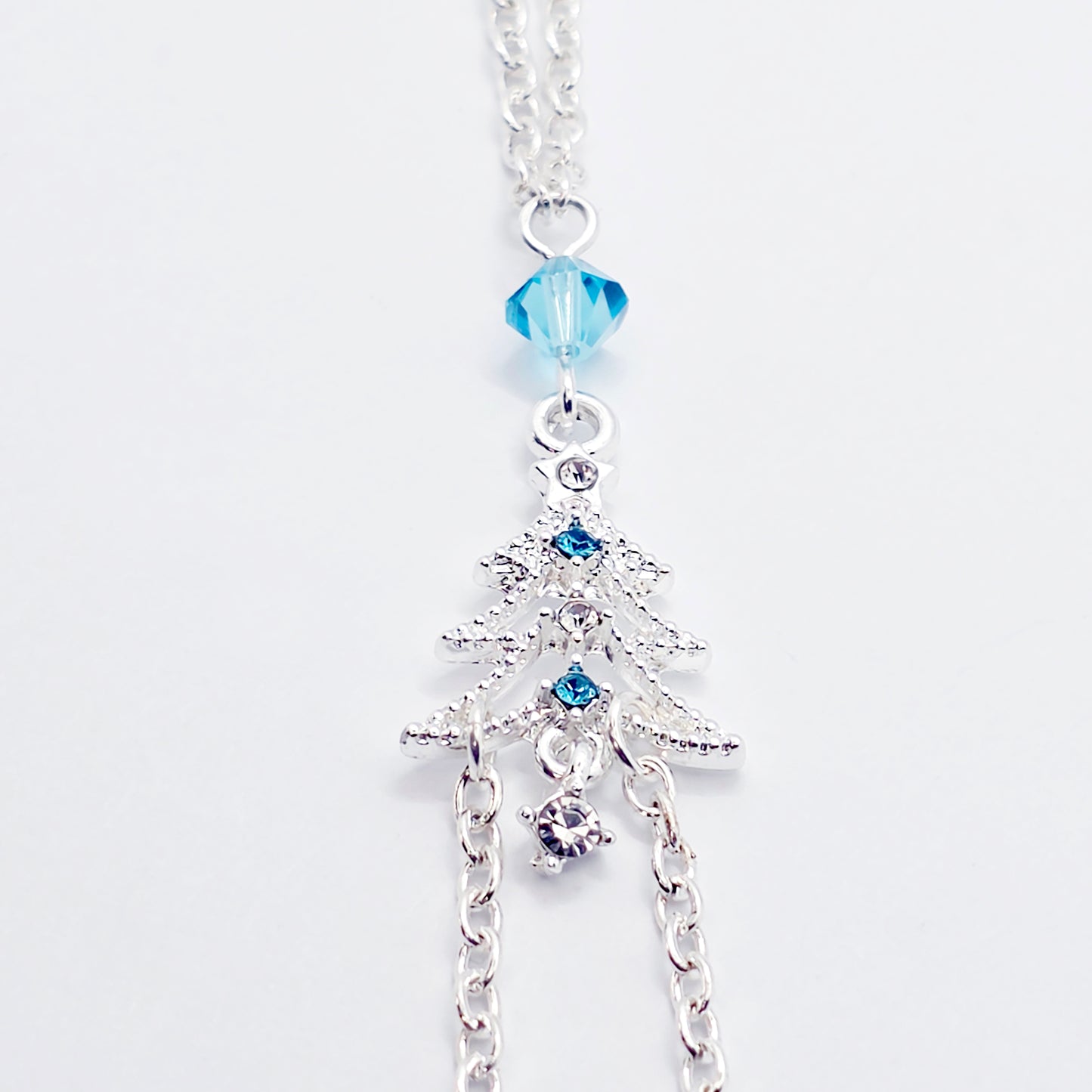 Christmas Necklace to Nipple with Blue Crystals, and Your Choice of Nipple Attachment
