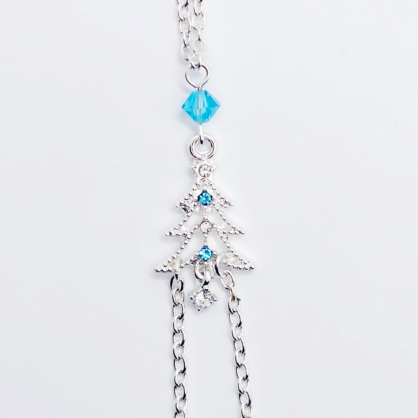 Christmas Necklace to Nipple with Blue Crystals, and Your Choice of Nipple Attachment