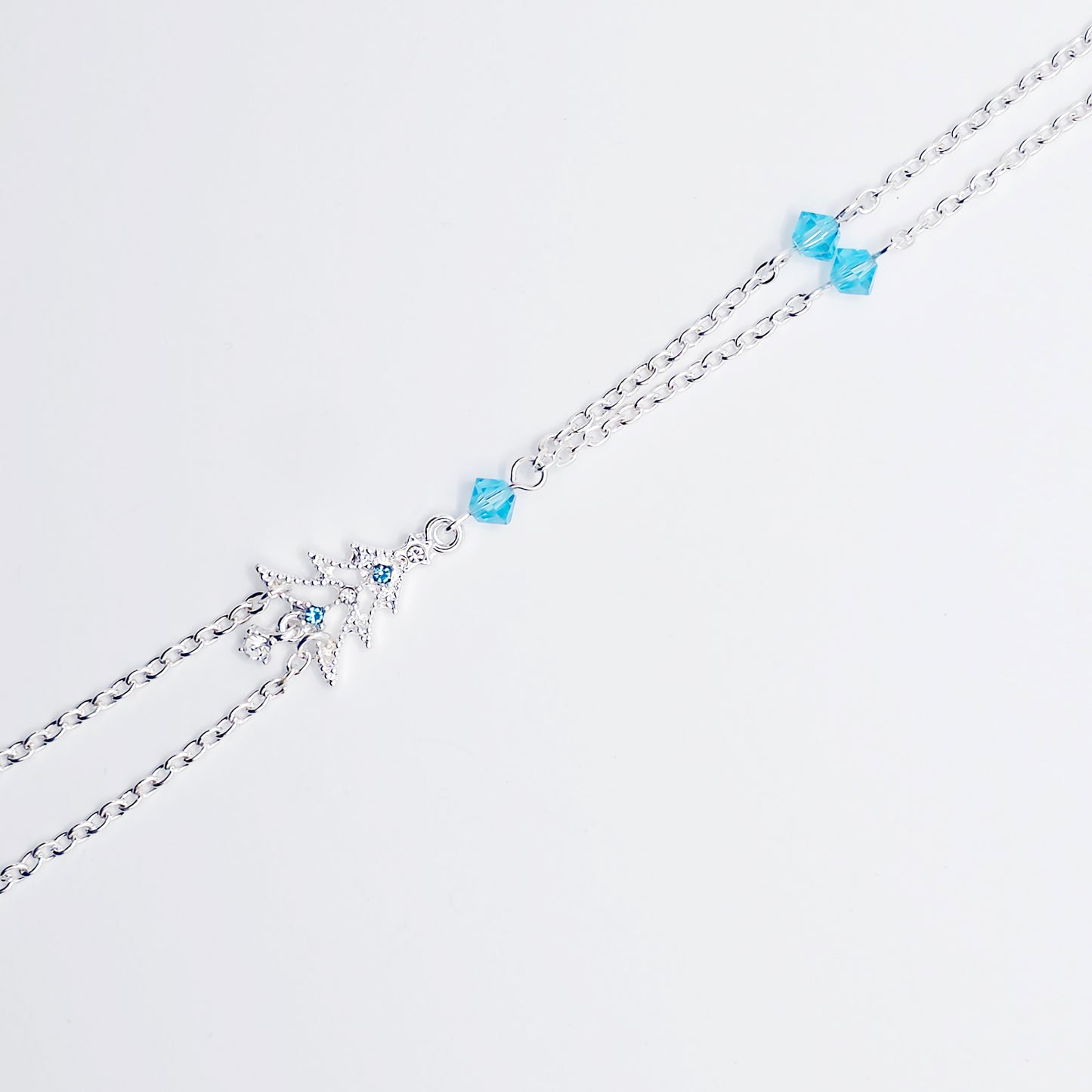 Christmas Necklace to Nipple with Blue Crystals, and Your Choice of Nipple Attachment