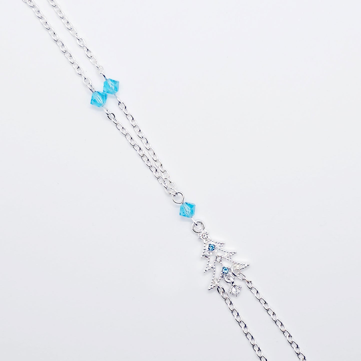 Christmas Necklace to Nipple with Blue Crystals, and Your Choice of Nipple Attachment