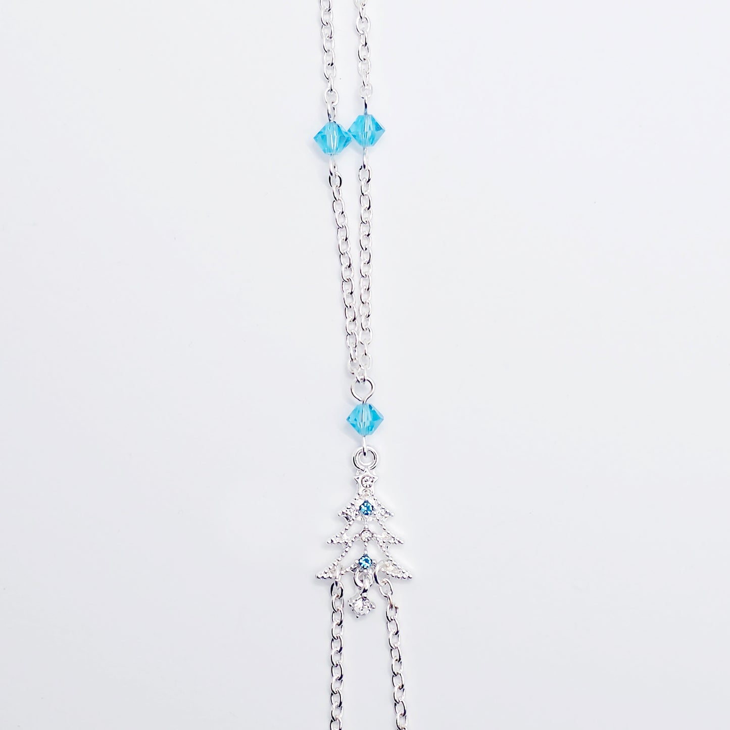 Christmas Necklace to Nipple with Blue Crystals, and Your Choice of Nipple Attachment