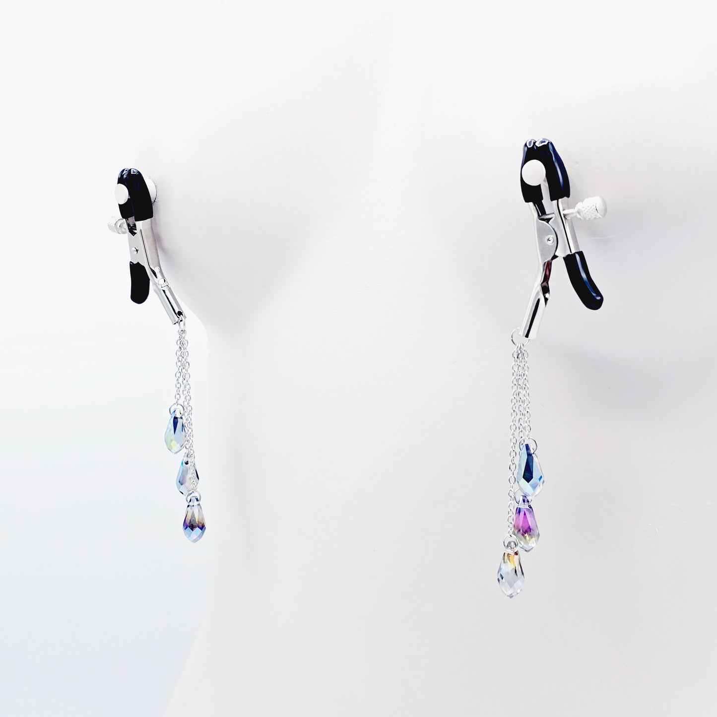 Adjustable Nipple Clamps with Cascading Crystal Chains.