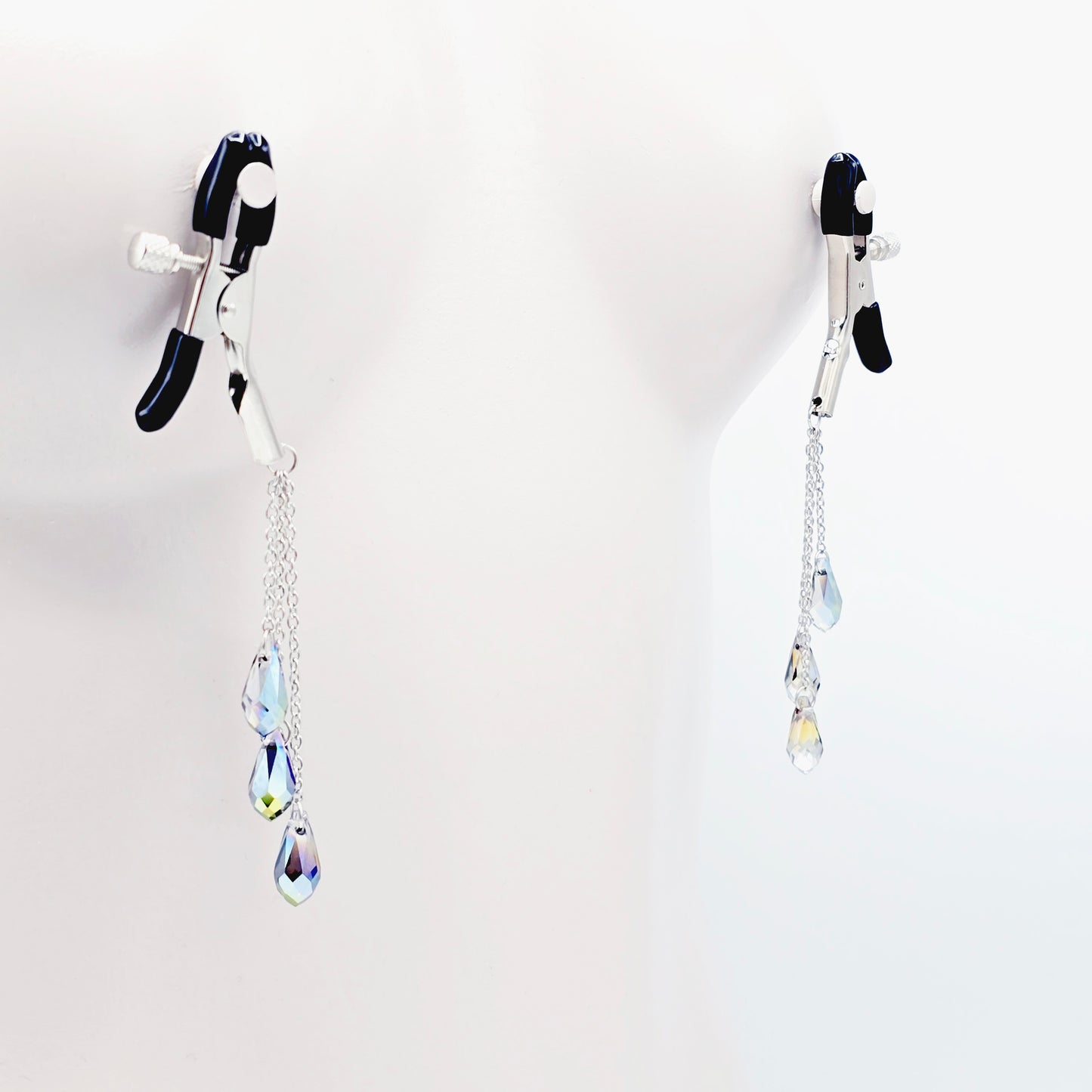 Adjustable Nipple Clamps with Cascading Crystal Chains.