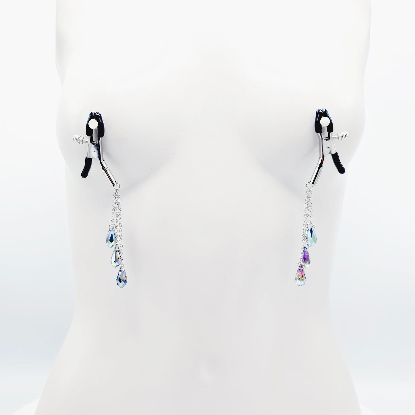 Adjustable Nipple Clamps with Cascading Crystal Chains.