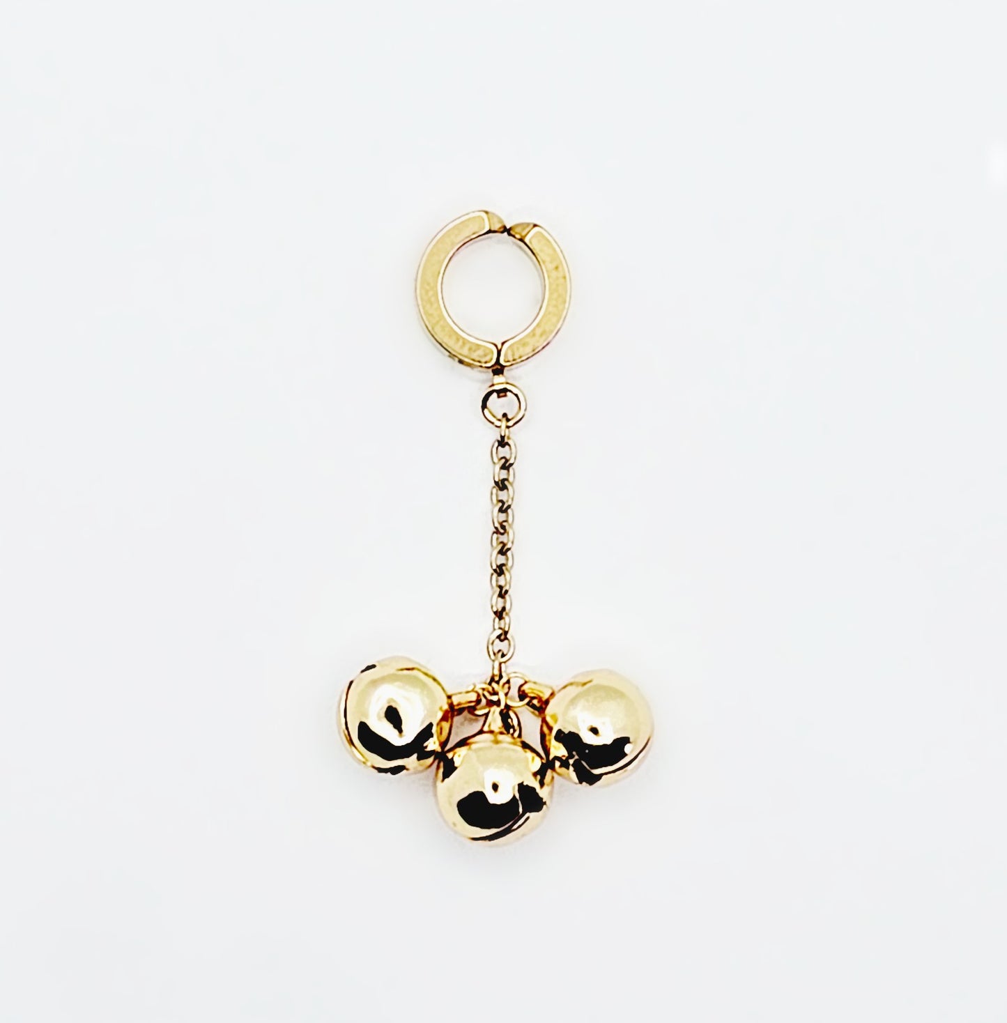 Genital Jewelry Clip with Bells, Stainless Steel. In Gold or Silver. Non Piercing Clitoral Jewelry.