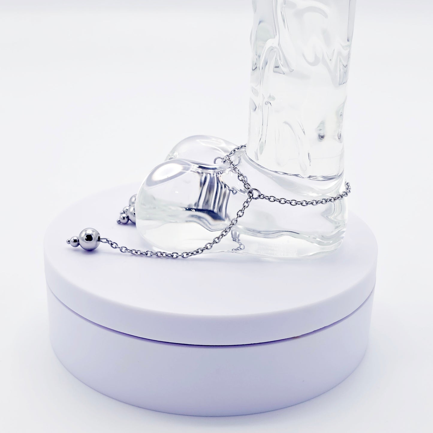 Stainless Steel Triple Bead Dangle Chain Penis Noose.