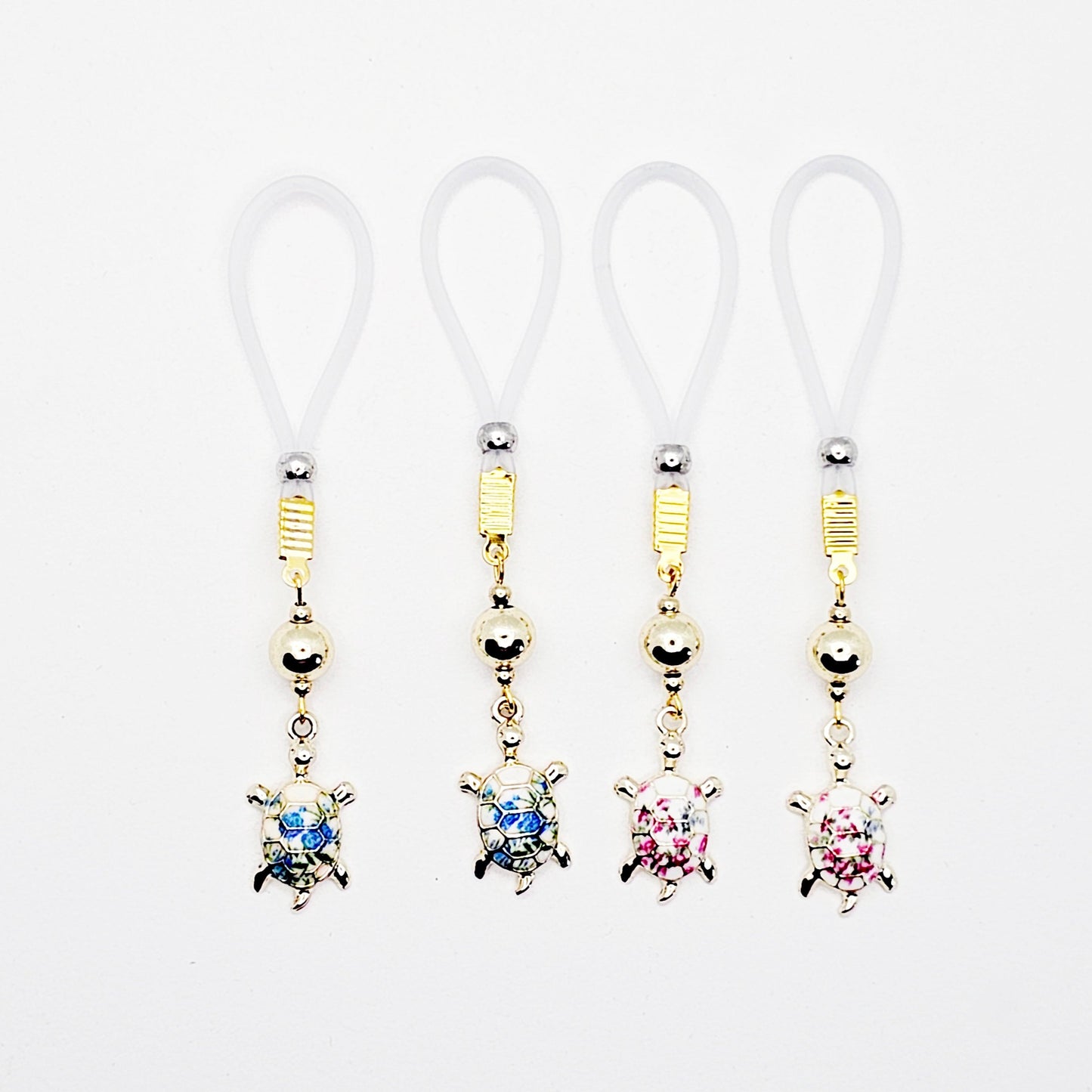 Painted Gold Turtle Nipple Dangles on Nipple Nooses or Your Choice of Nipple Clamps. Non-Piercing Nipple.