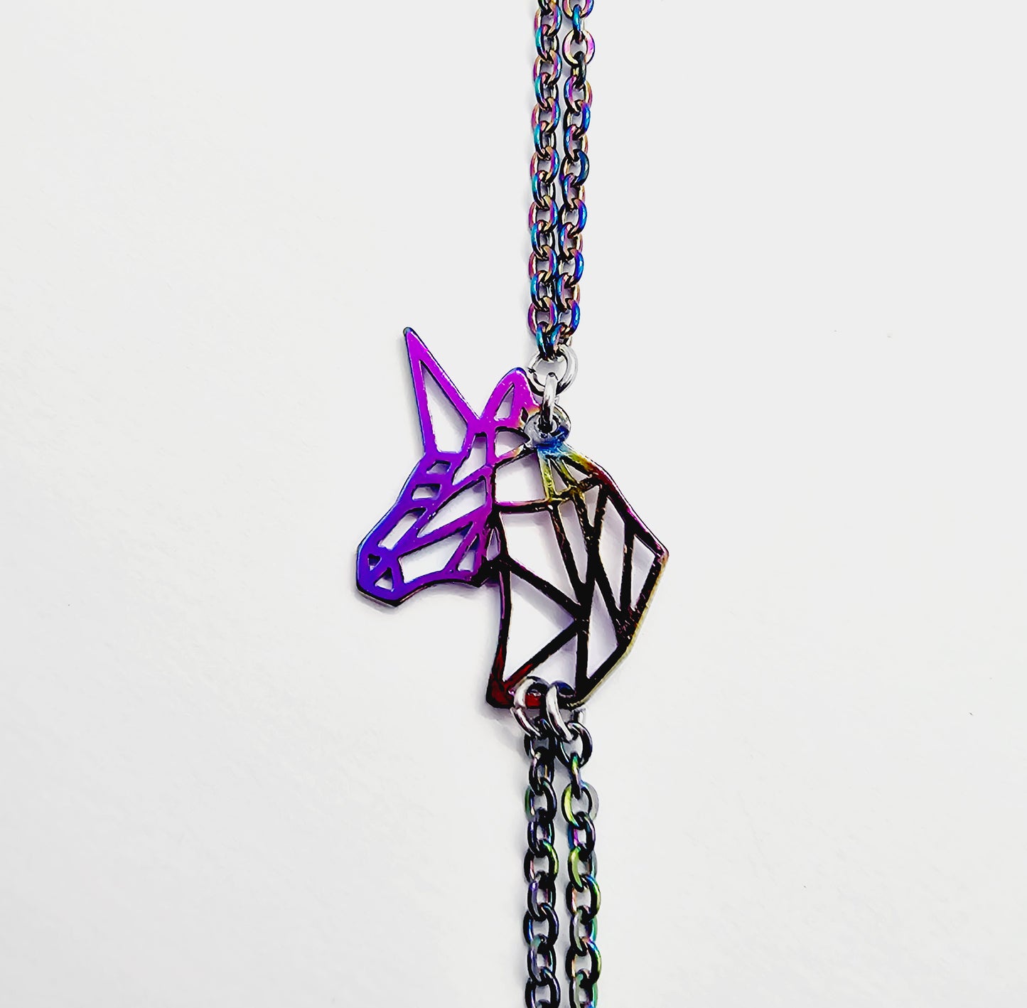 Unicorn Necklace to Nipple, Rainbow with Stainless Steel Chains and Nipple Nooses, BDSM Nipple Clamps, or wear with Piercings.