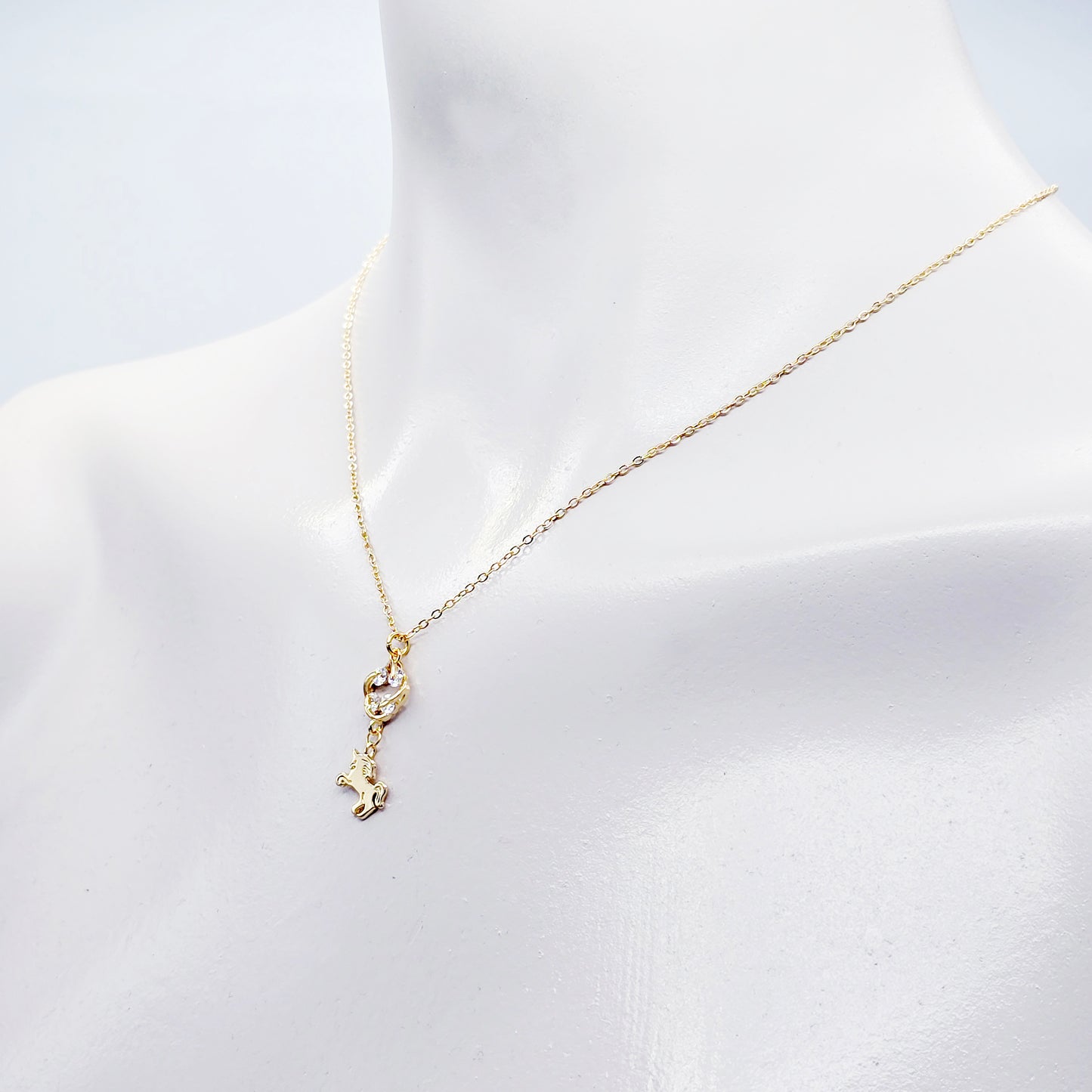 Gold Unicorn Necklace. 18K Gold Dainty Day Collar for Submissive Unicorn, BDSM Gift for Women Sub.