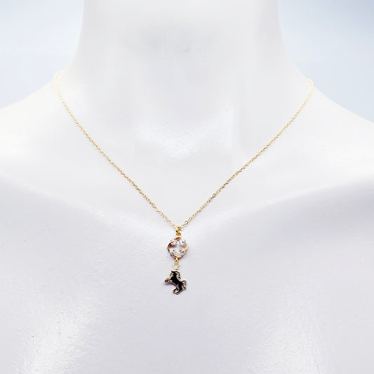 Gold Unicorn Necklace. 18K Gold Dainty Day Collar for Submissive Unicorn, BDSM Gift for Women Sub.