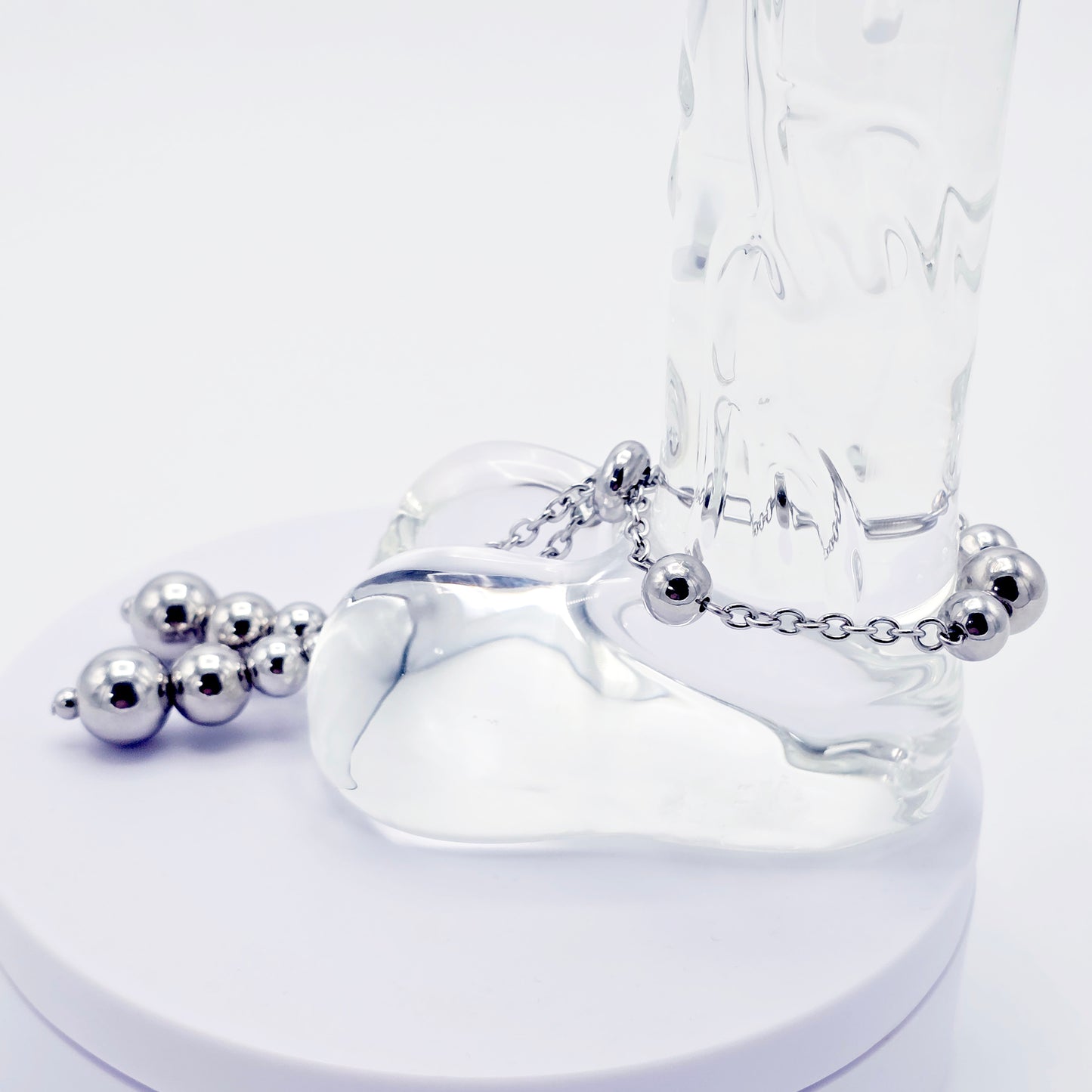 Beaded Penis Noose , Stainless Steel. Stimulating Weighted Penis Chain Noose Bracelet.