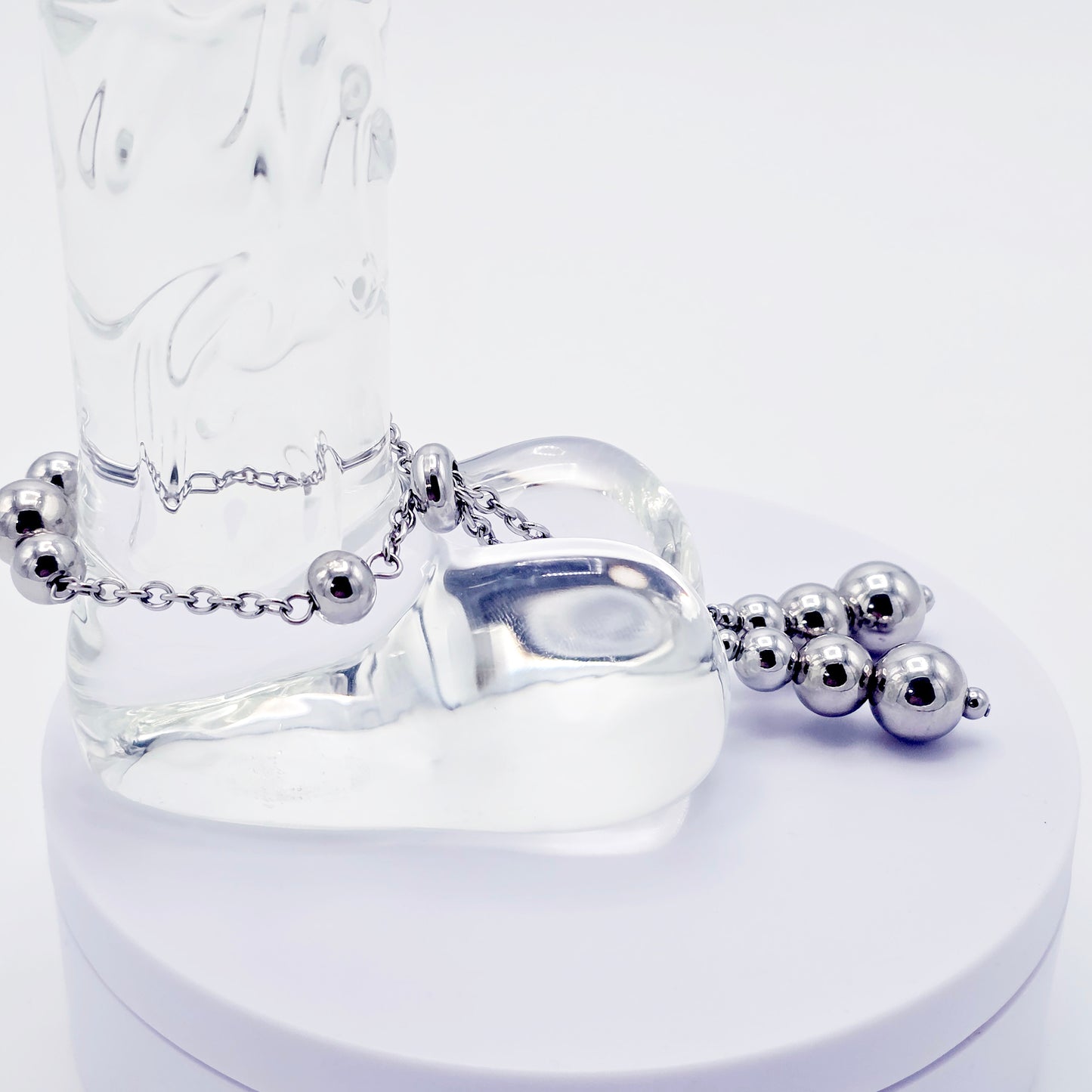 Beaded Penis Noose , Stainless Steel. Stimulating Weighted Penis Chain Noose Bracelet.