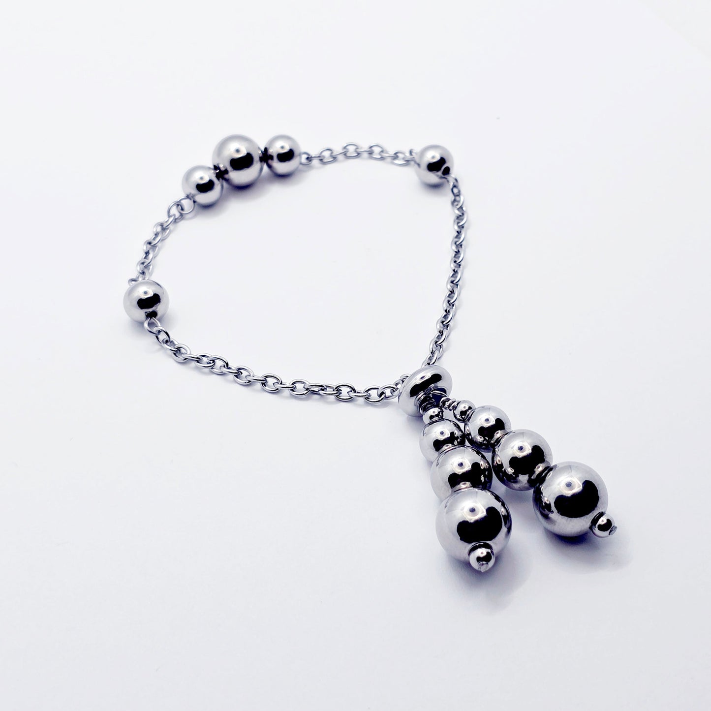 Beaded Penis Noose , Stainless Steel. Stimulating Weighted Penis Chain Noose Bracelet.