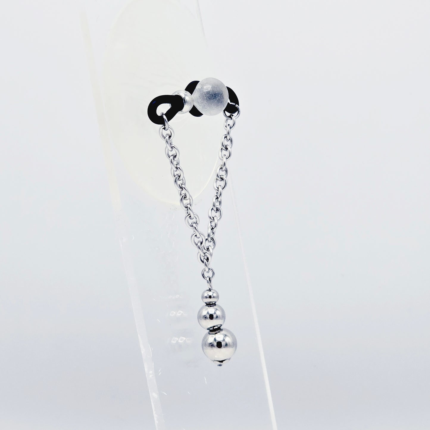 Fake Nipple Piercings with Stainless Steel Chain and Weighted Beads, Nipple Noose Barbells. Unisex MATURE Body Jewelry